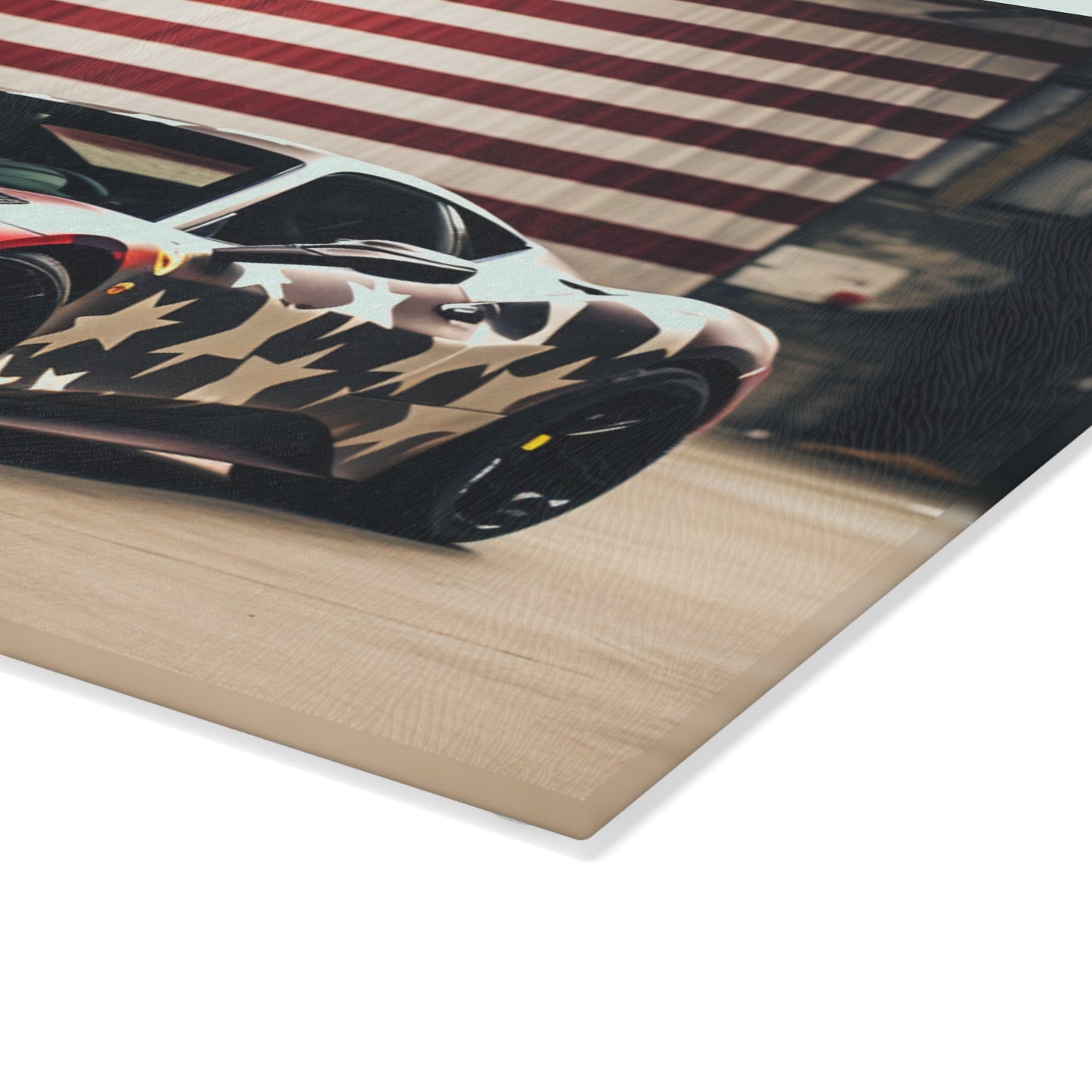 Glass Cutting Board American Flag Farrari 1