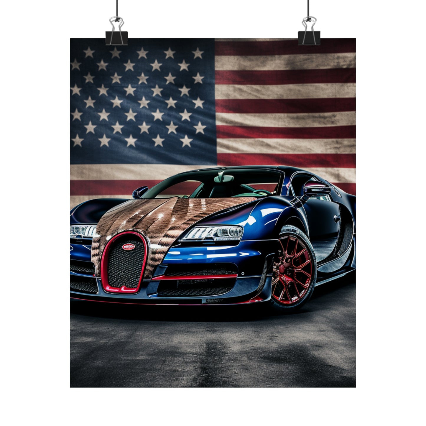 Premium Matte Vertical Posters Bugatti American Flag 4