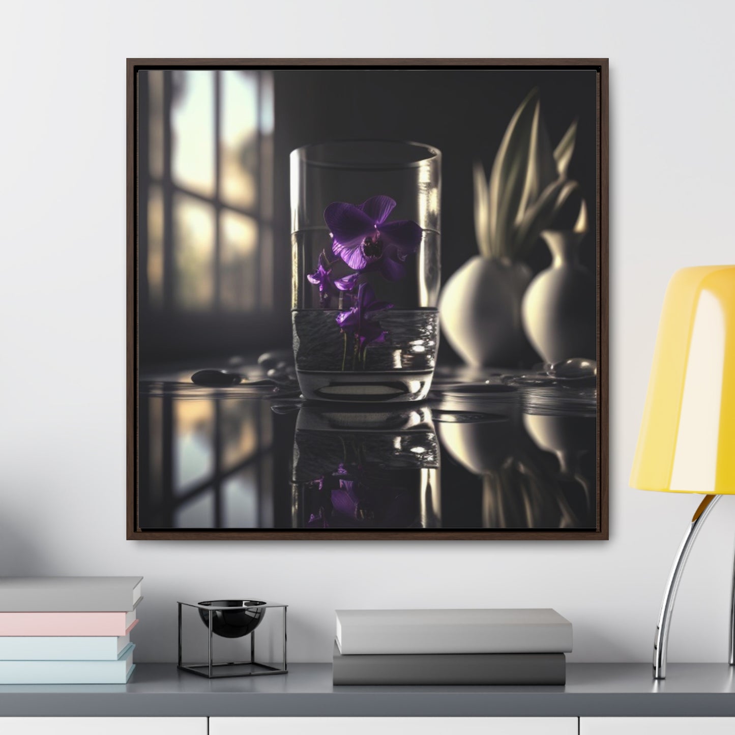 Gallery Canvas Wraps, Square Frame Purple Orchid Glass vase 4