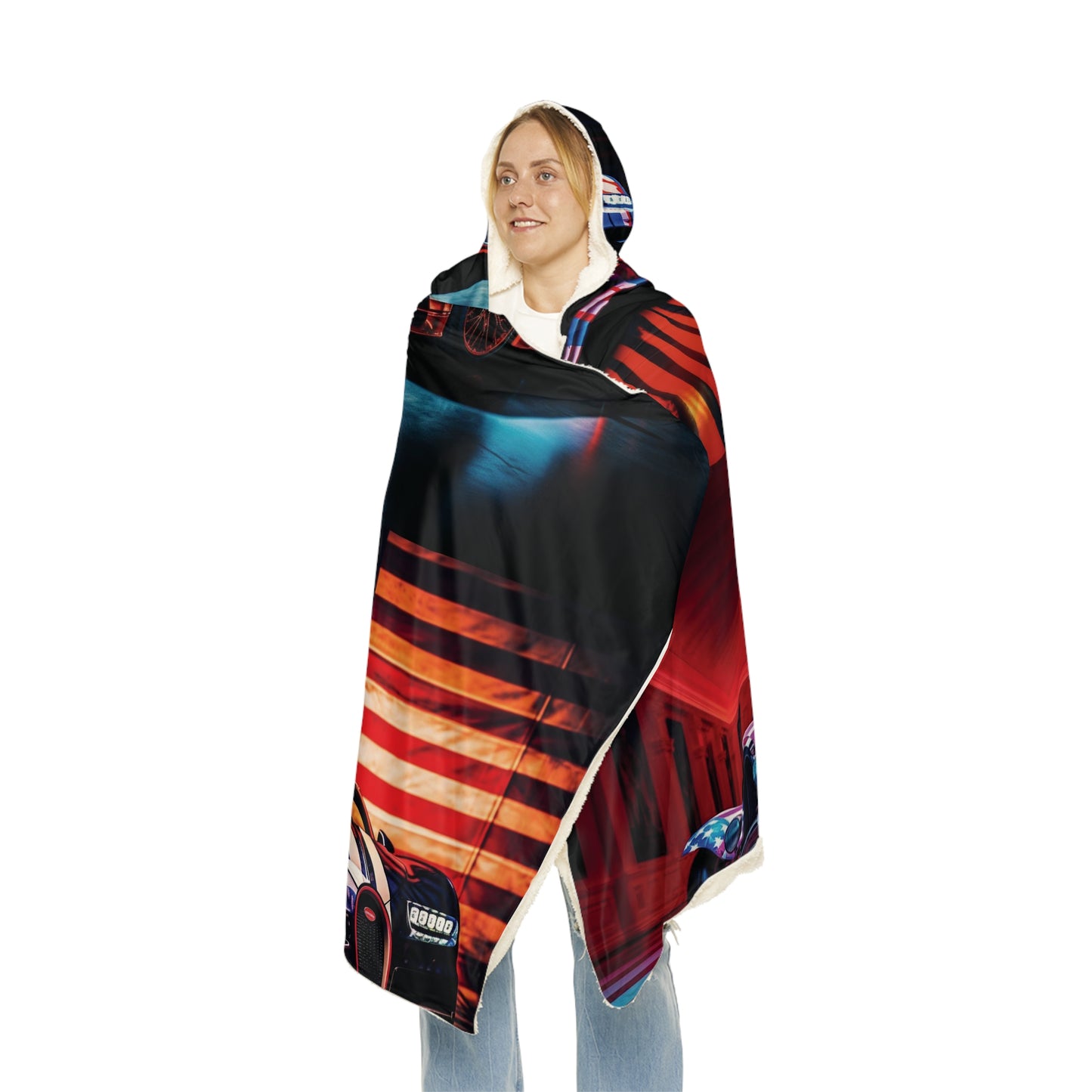 Snuggle Hooded Blanket Macro Bugatti American Flag 5