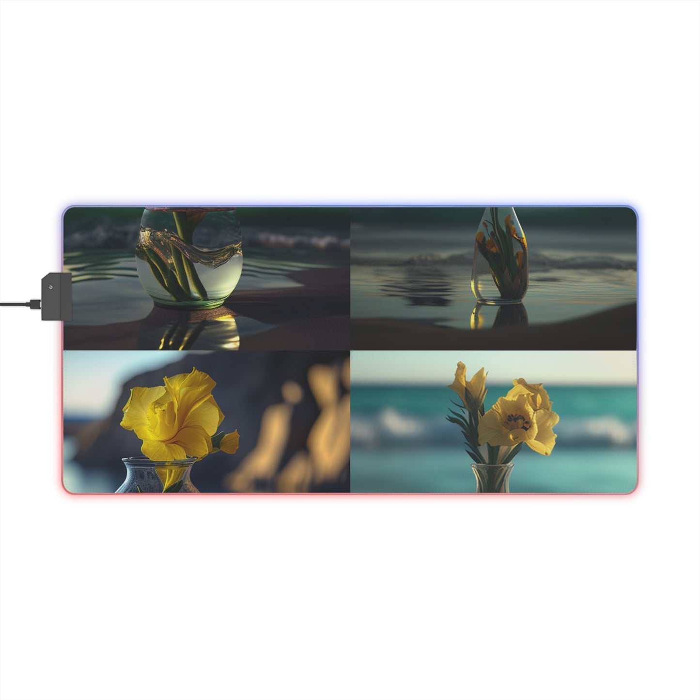 LED Gaming Mouse Pad Yellow Gladiolus glass 5