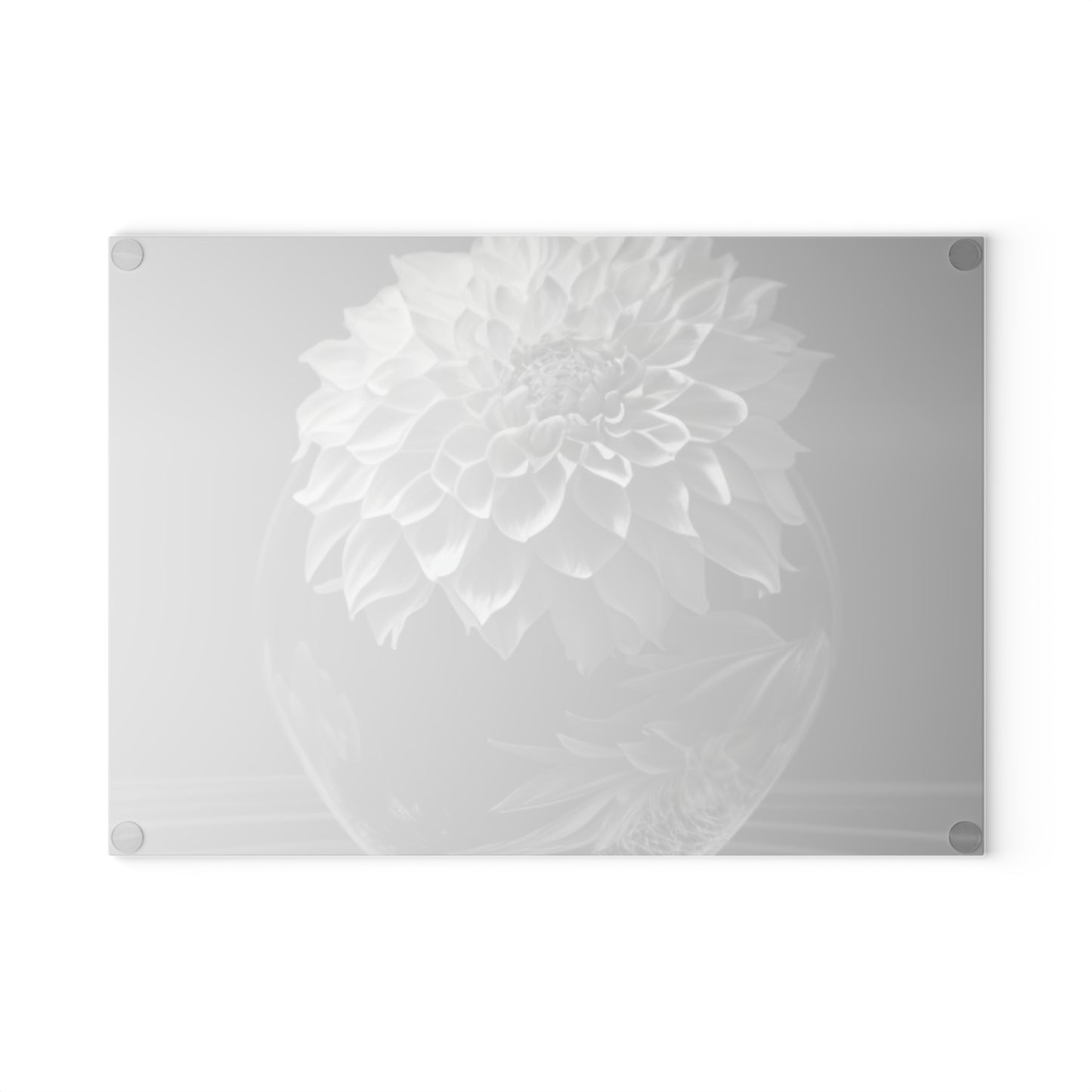 Glass Cutting Board White Dahlia 1