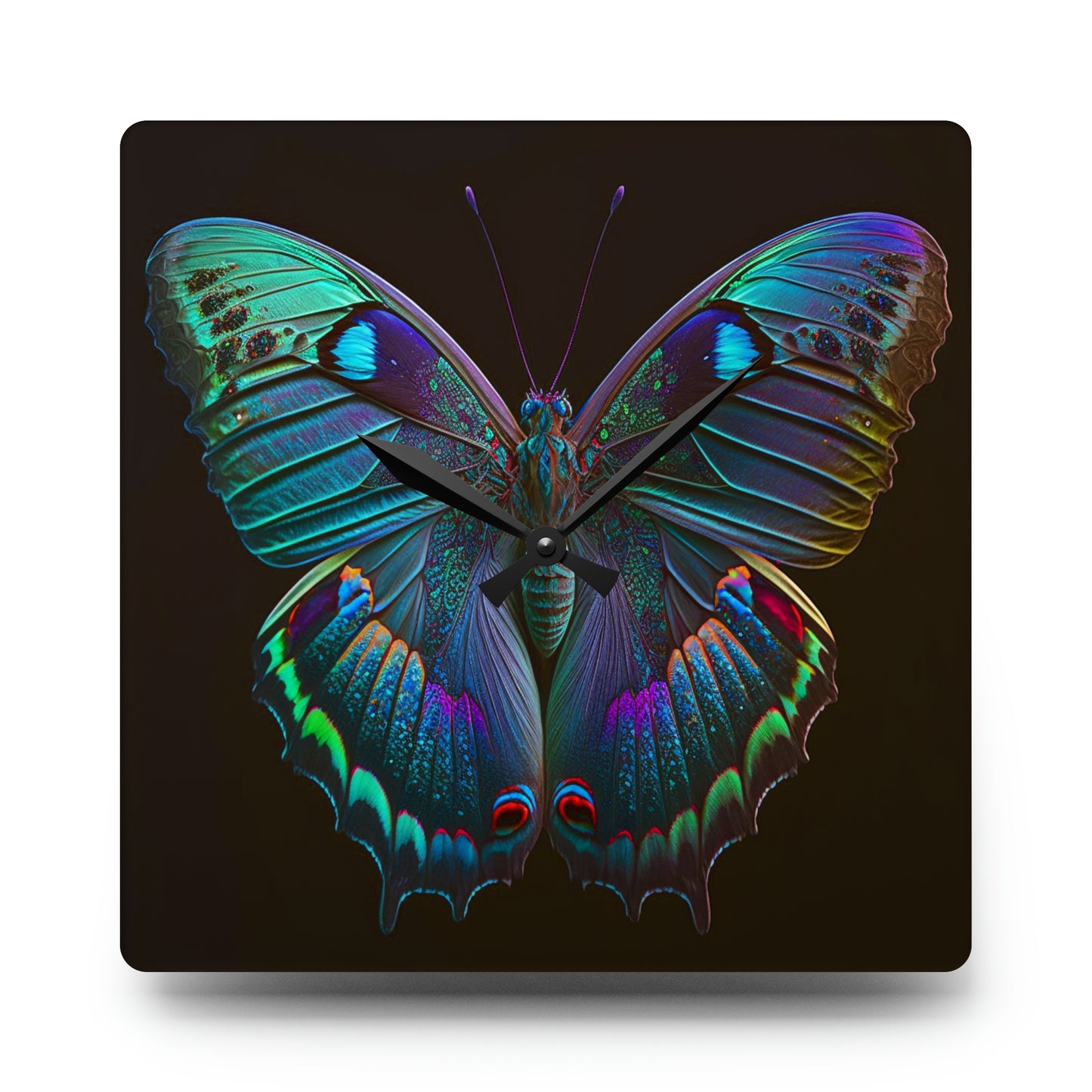 Acrylic Wall Clock Hue Neon Butterfly 4