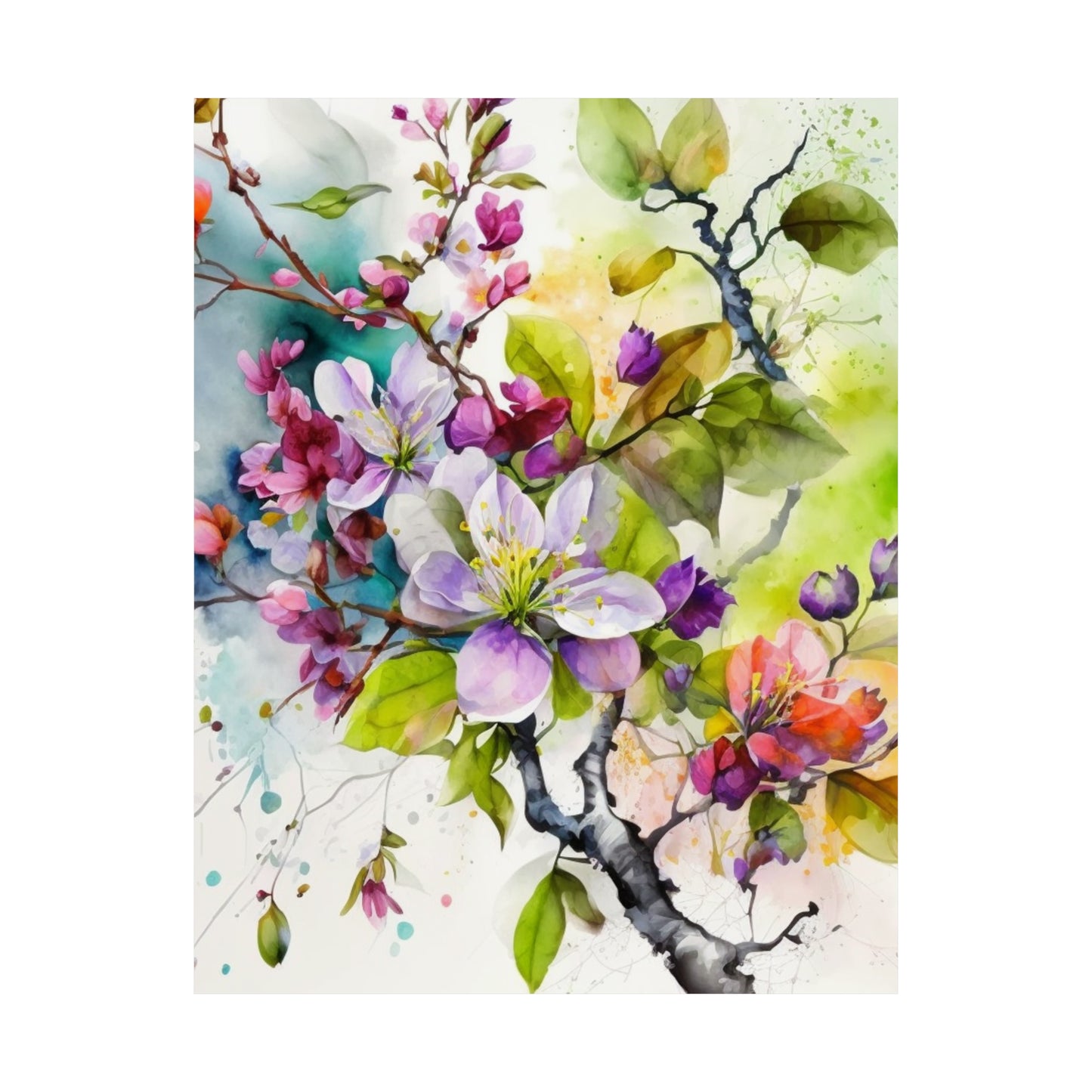 Premium Matte Vertical Posters Mother Nature Bright Spring Colors Realistic Watercolor 4