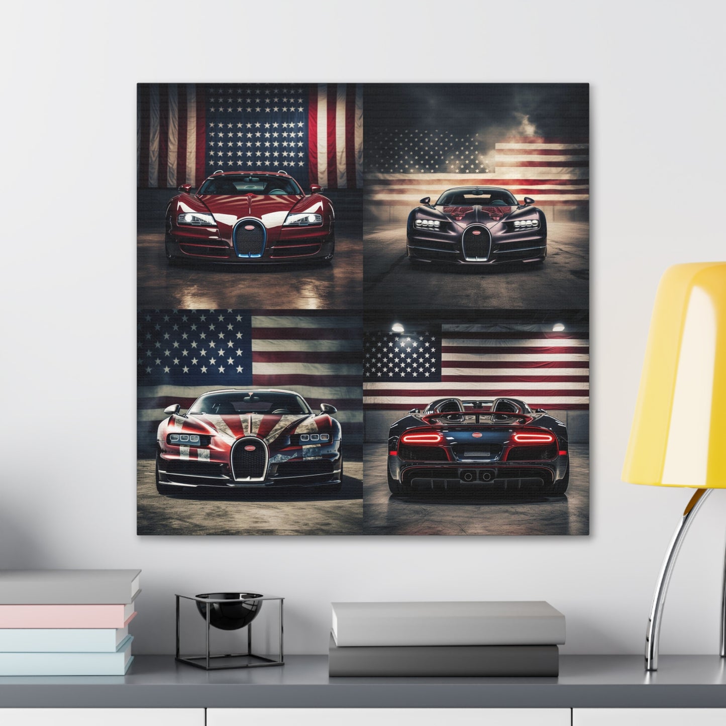 Canvas Gallery Wraps American Flag Background Bugatti 5