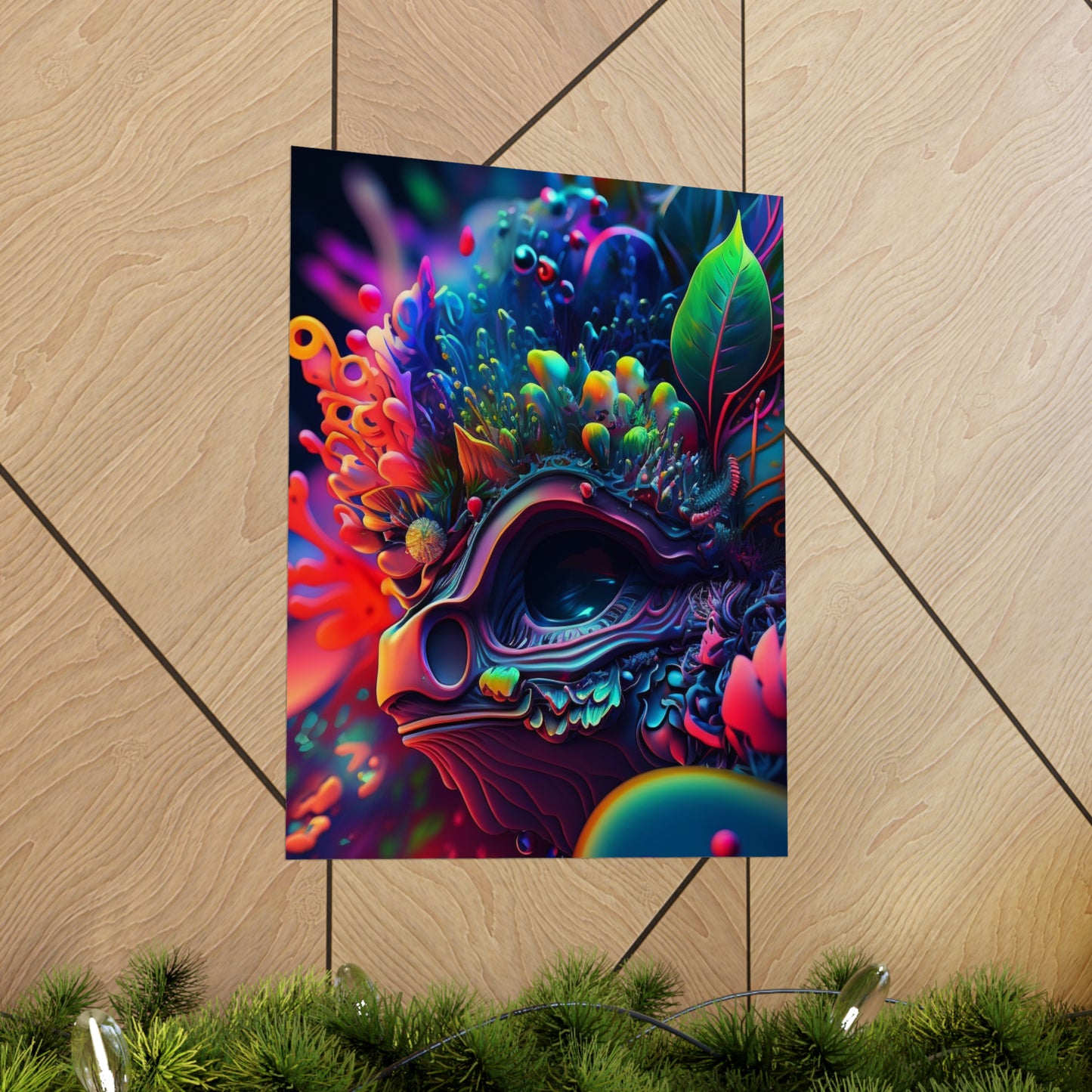 Premium Matte Vertical Posters Florescent Skull Death 2