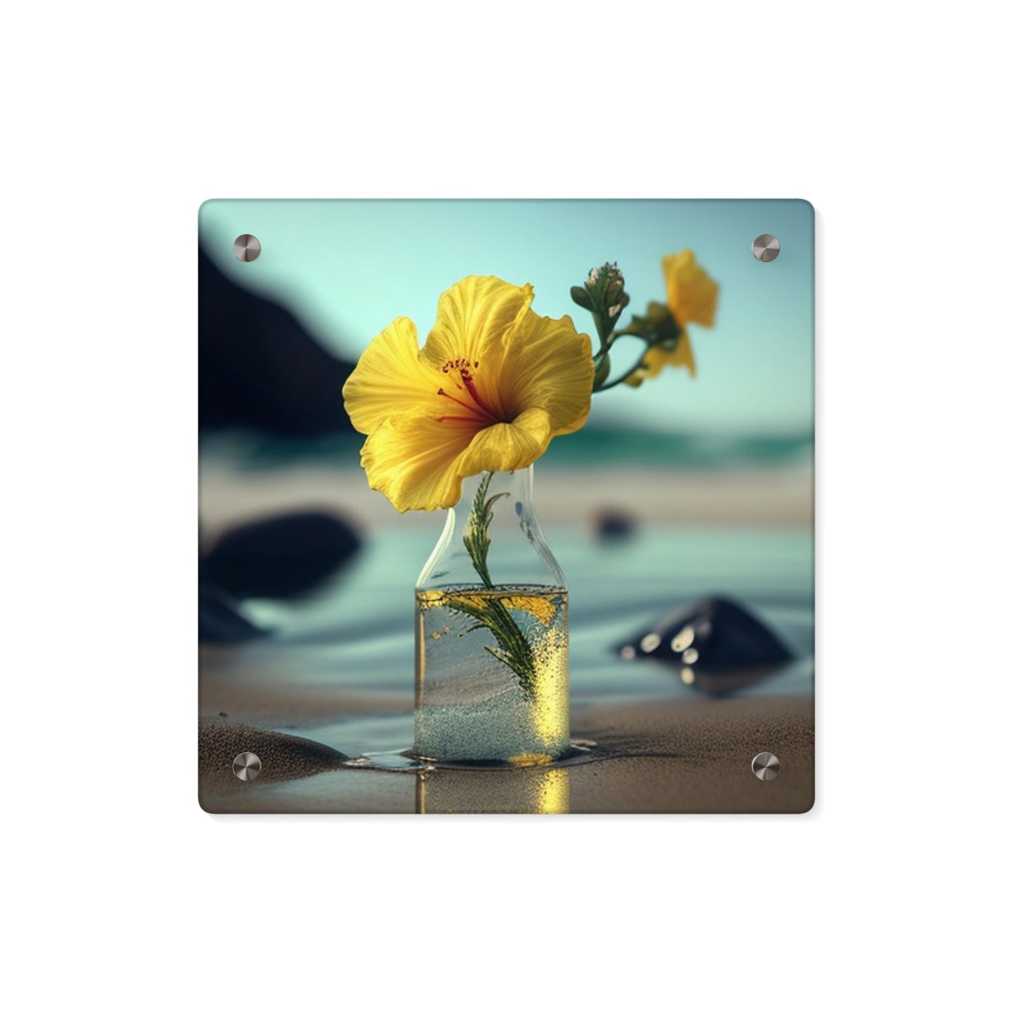 Acrylic Wall Art Panels Yellow Hibiscus glass 3