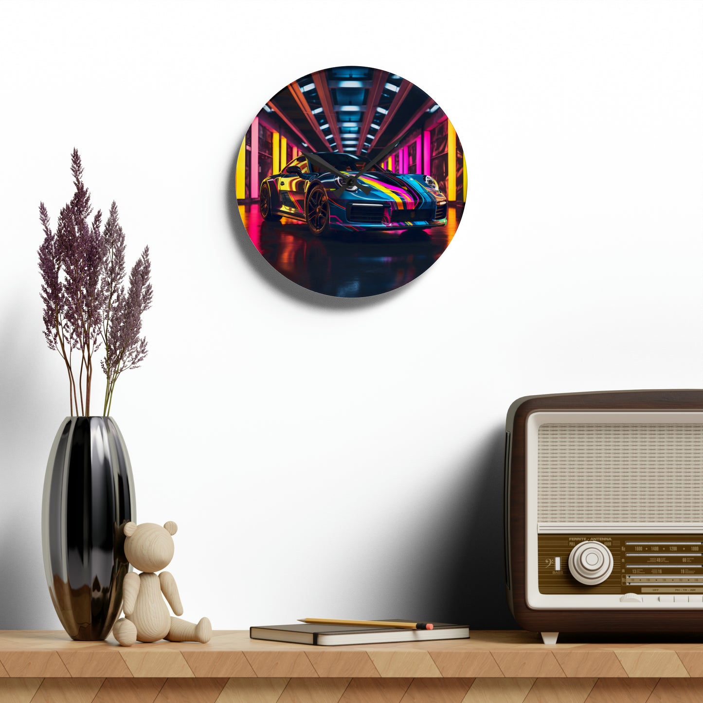 Acrylic Wall Clock Macro Porsche 1