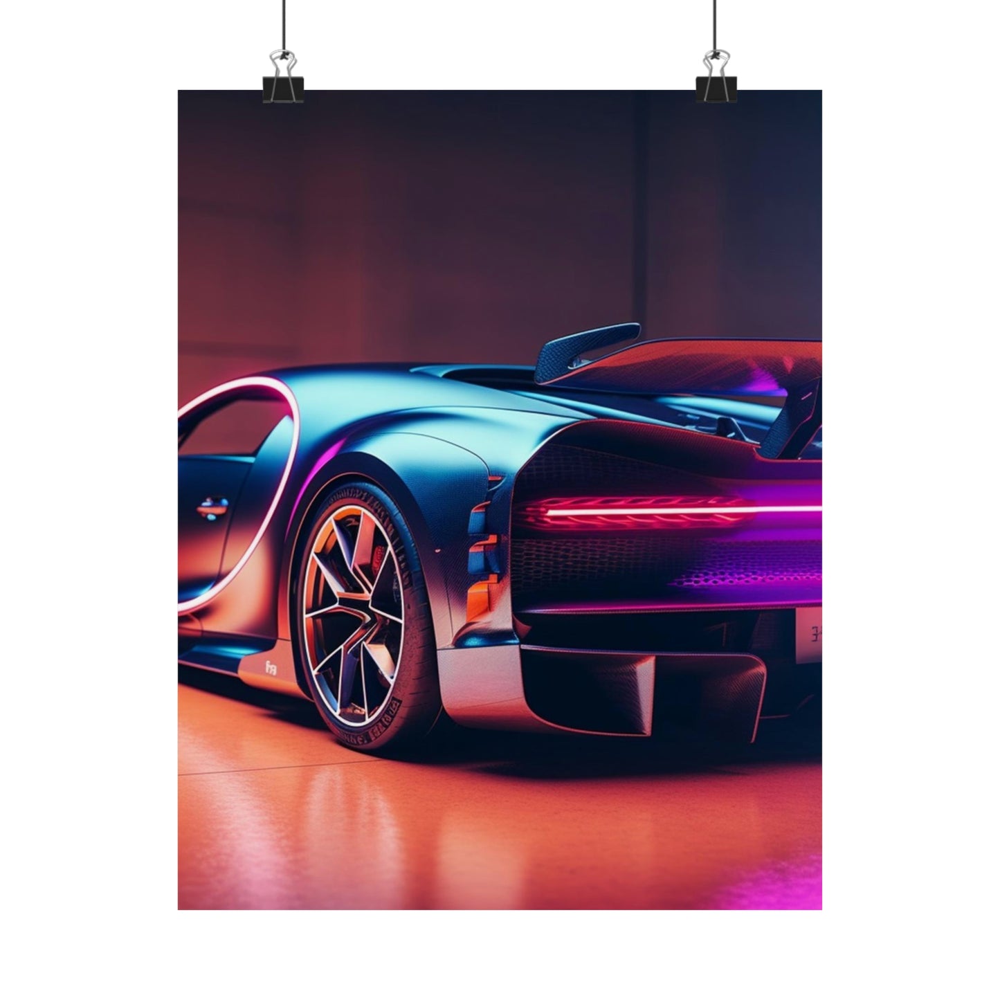 Premium Matte Vertical Posters Hyper Bugatti Neon Chiron 2