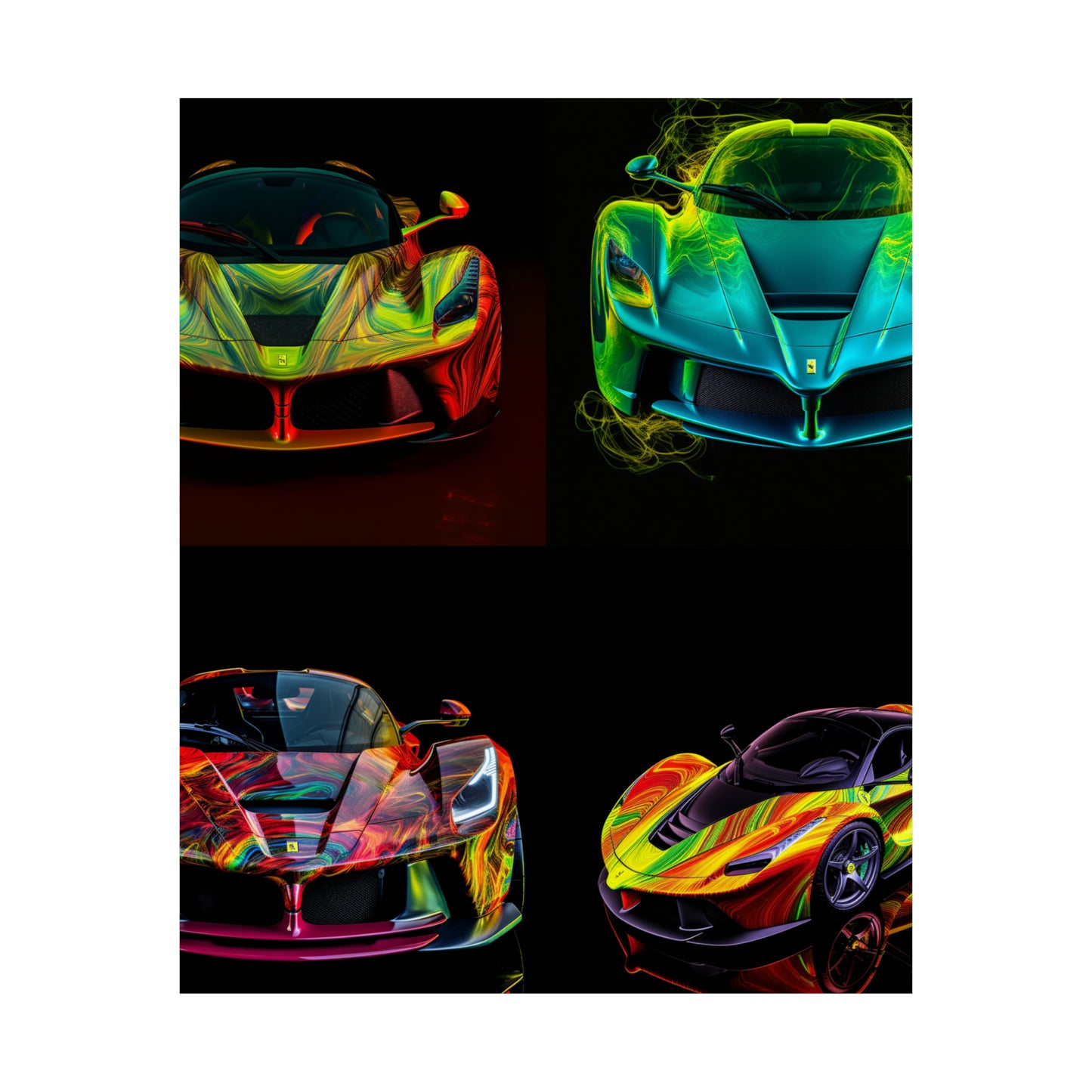 Premium Matte Vertical Posters Ferrari Neon 5