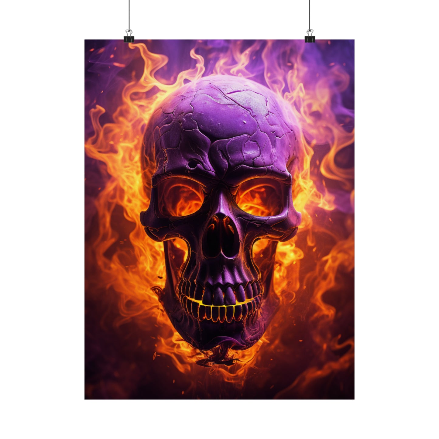 Premium Matte Vertical Posters Skull Flames 3