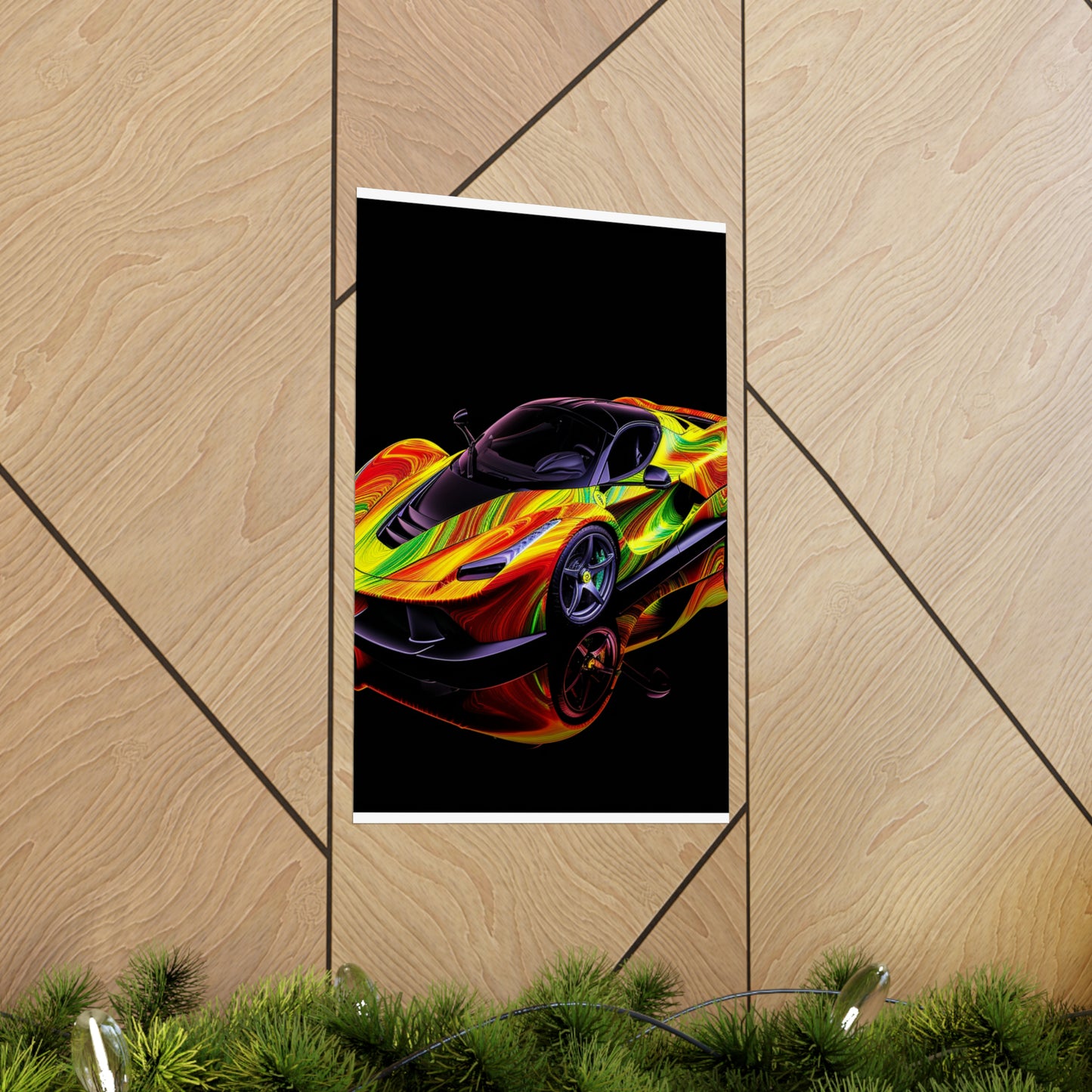 Premium Matte Vertical Posters Ferrari Neon 4