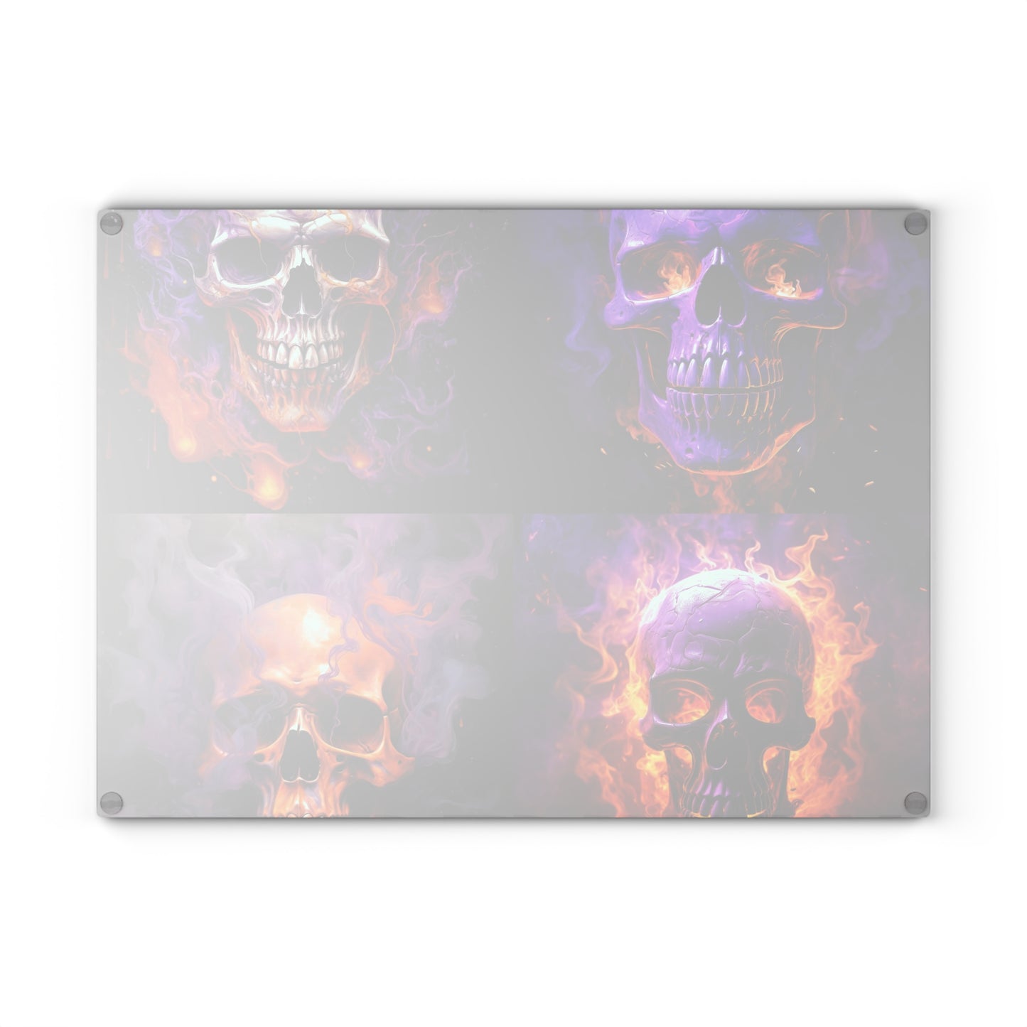 Glass Cutting Board Skull Flames 5