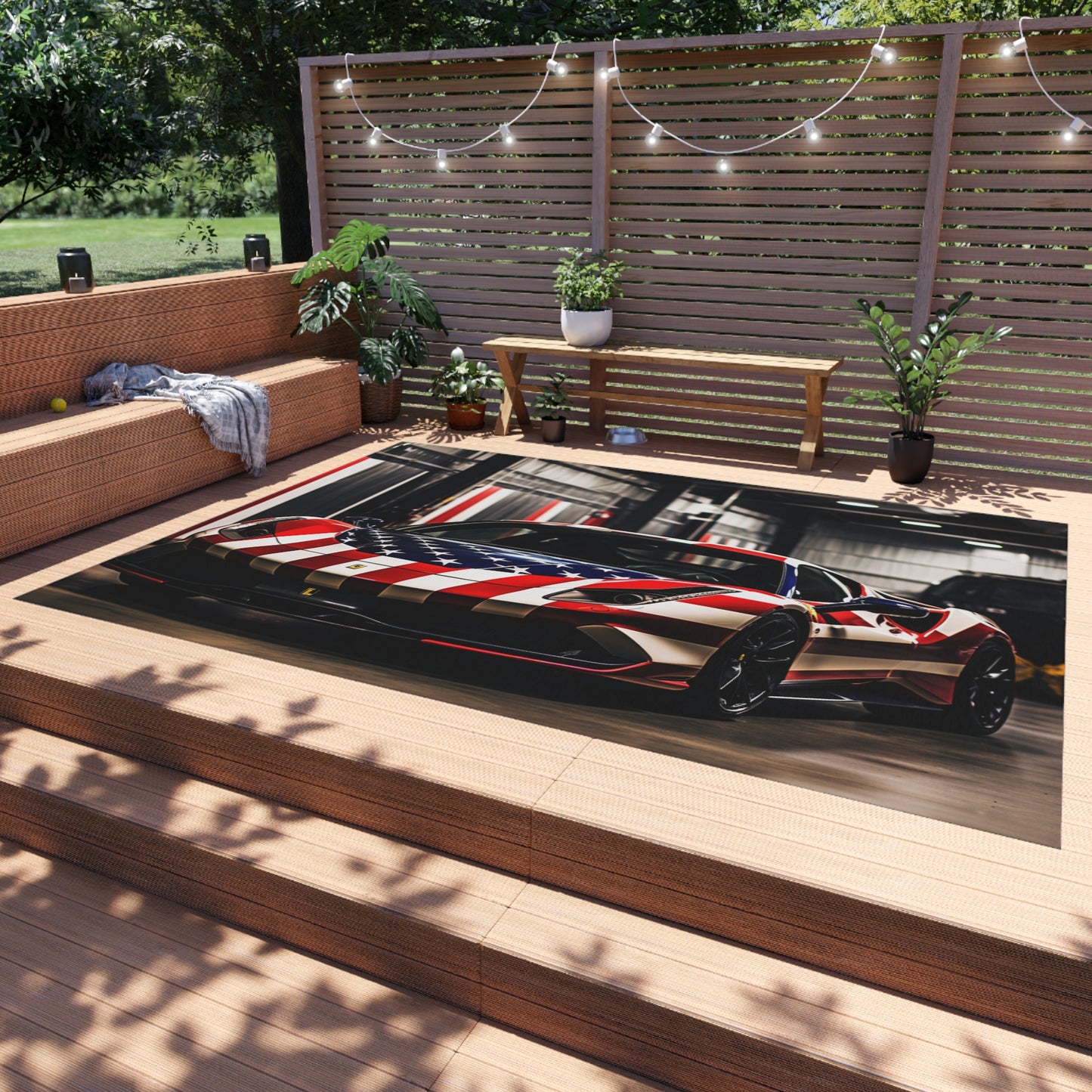 Outdoor Rug  American Flag Farrari 3