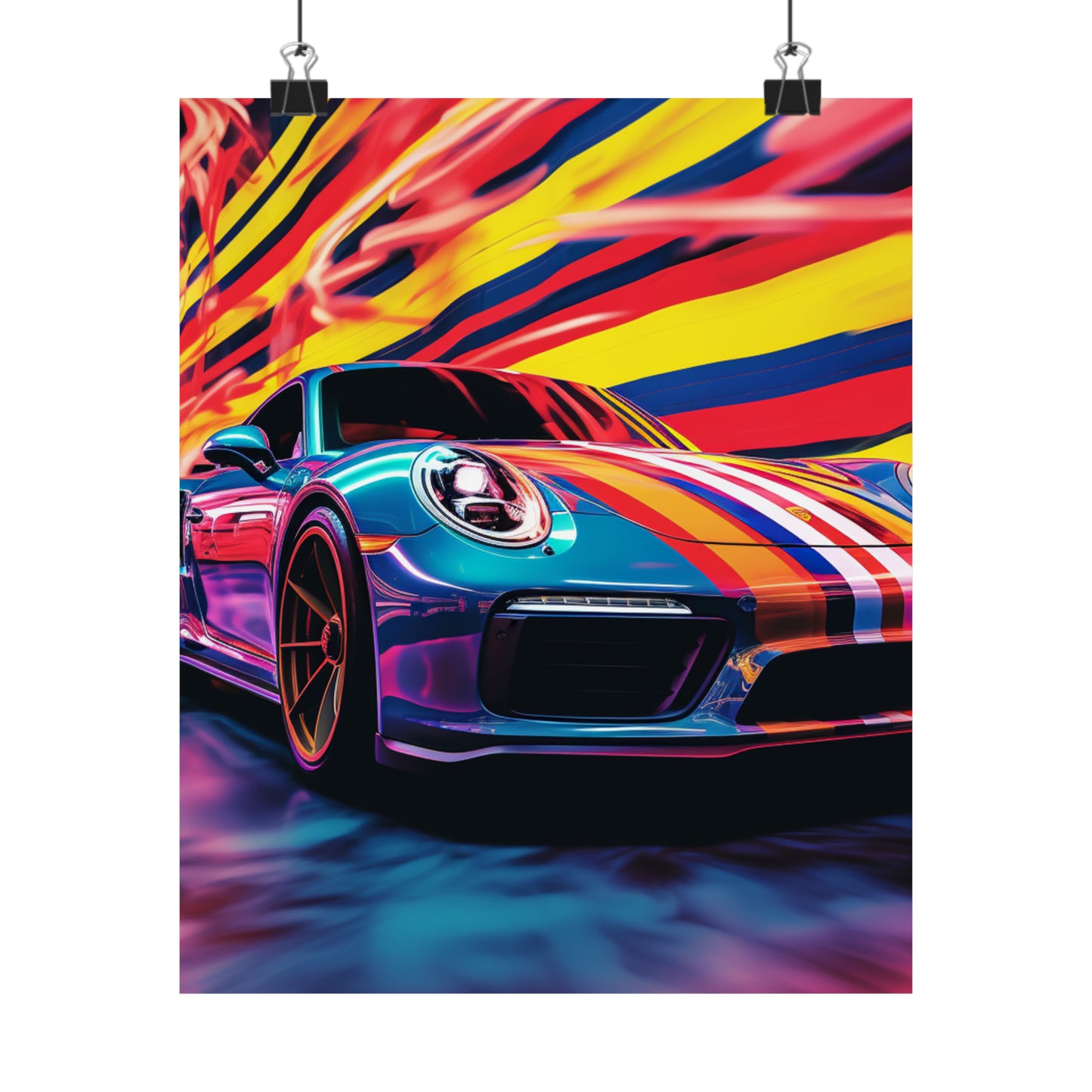 Premium Matte Vertical Posters Macro American Flag Porsche 2