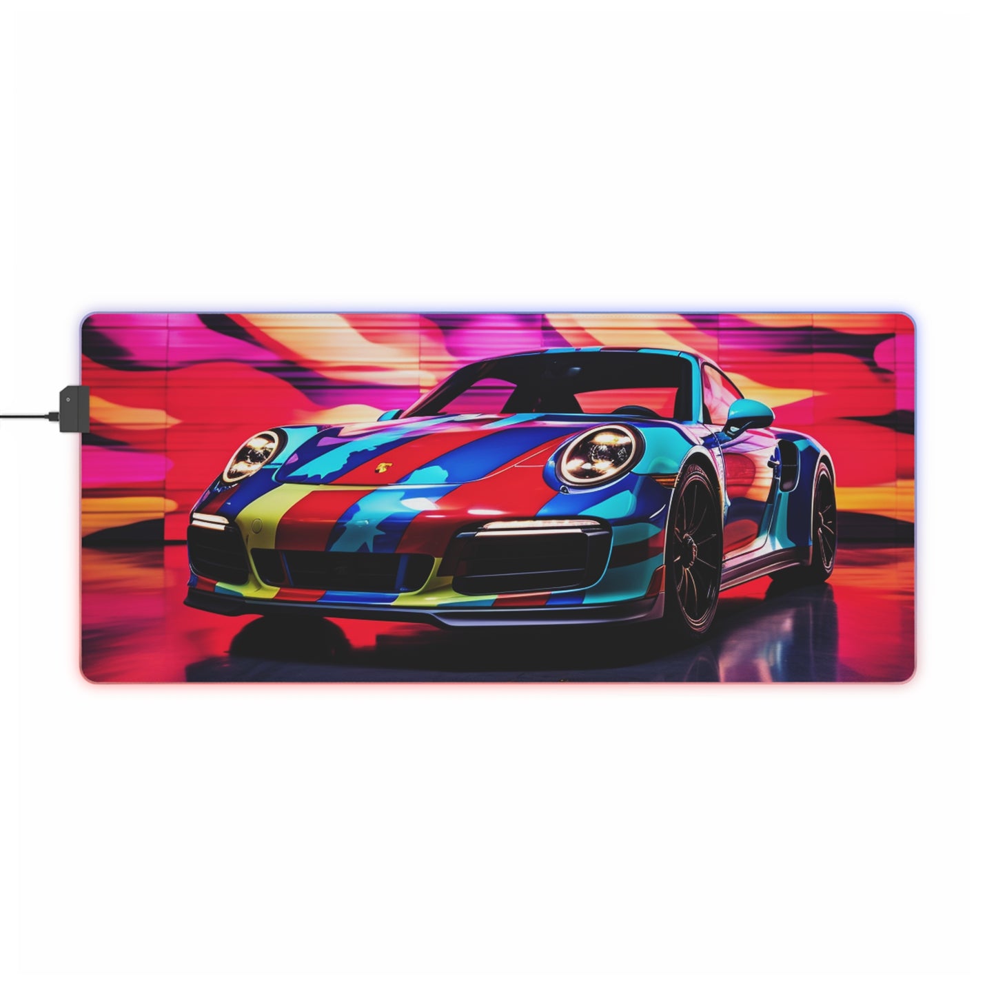 LED Gaming Mouse Pad Macro American Flag Porsche 1