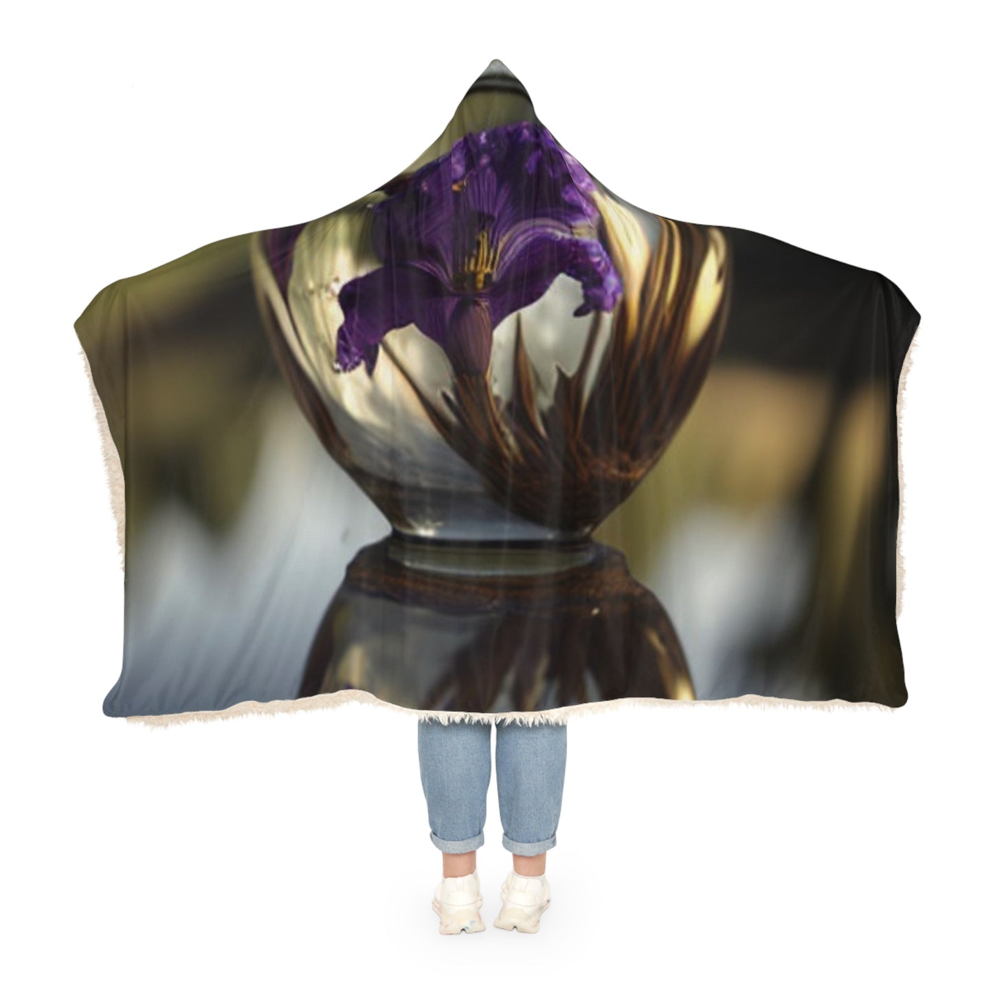 Snuggle Hooded Blanket Purple Iris in a vase 2