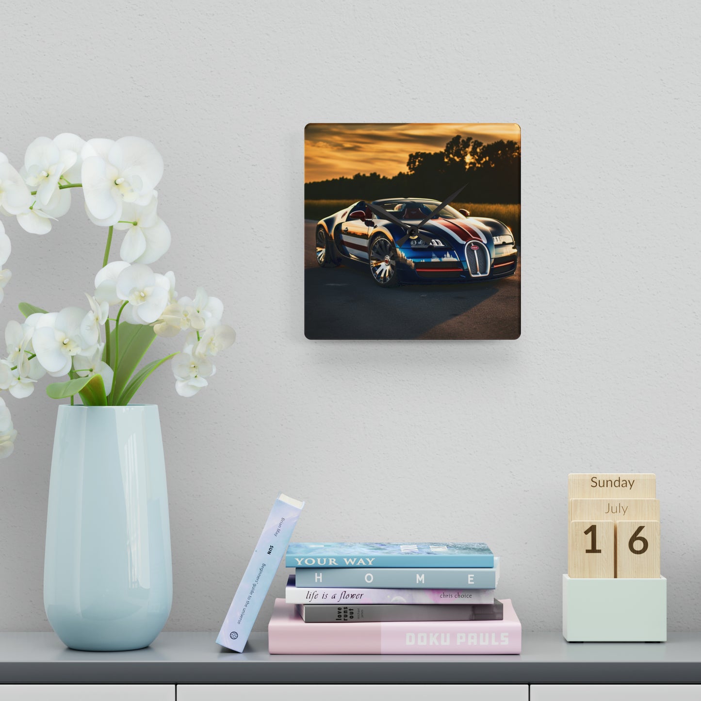 Acrylic Wall Clock Bugatti Flag American 3