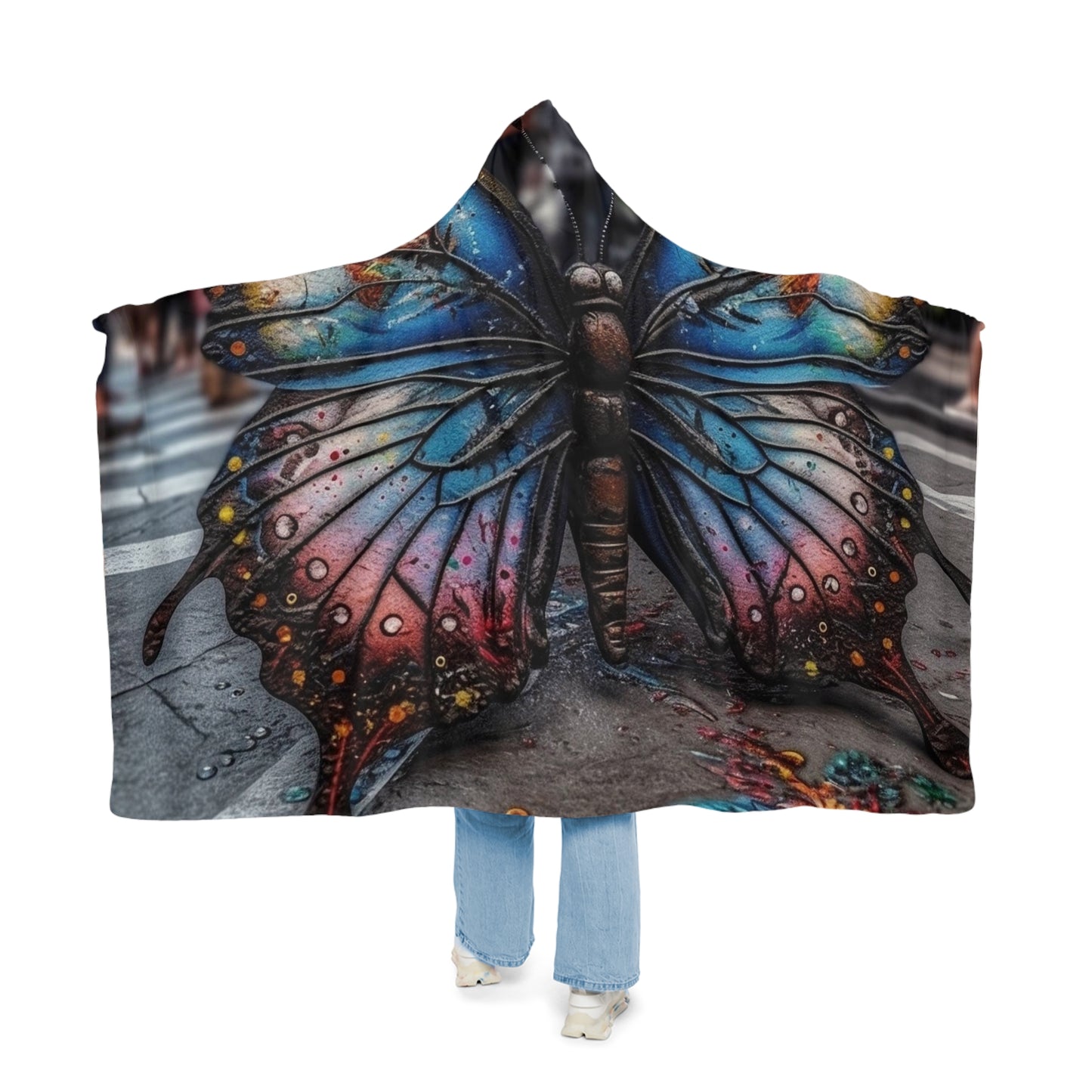 Snuggle Hooded Blanket Liquid Street Butterfly 4