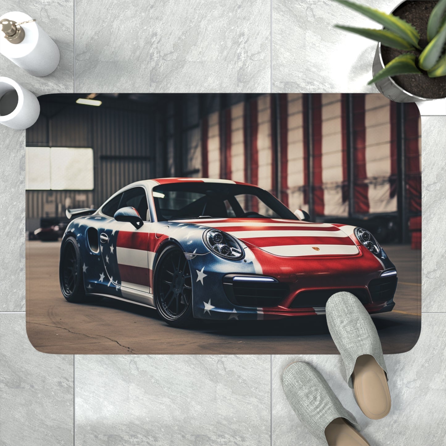 Memory Foam Bath Mat American Flag Porsche 2