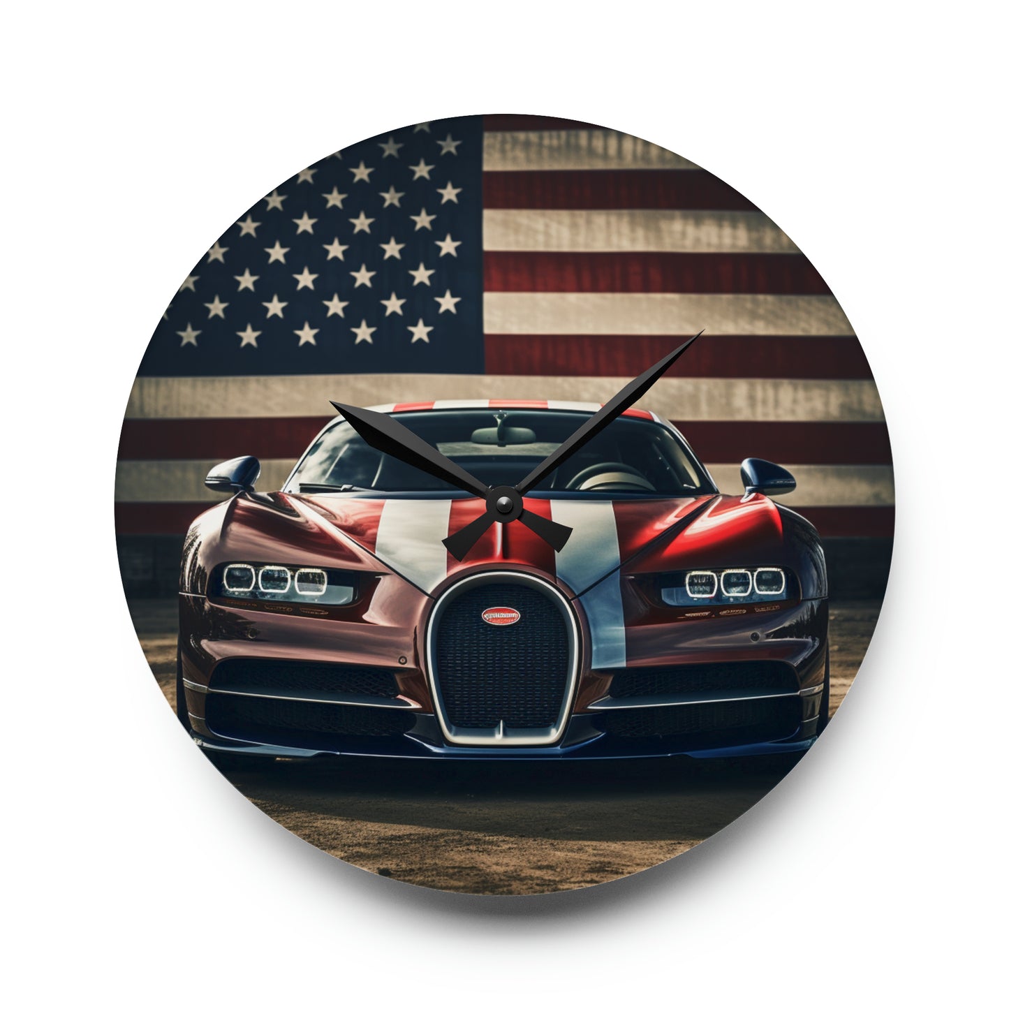 Acrylic Wall Clock Bugatti Flag 1