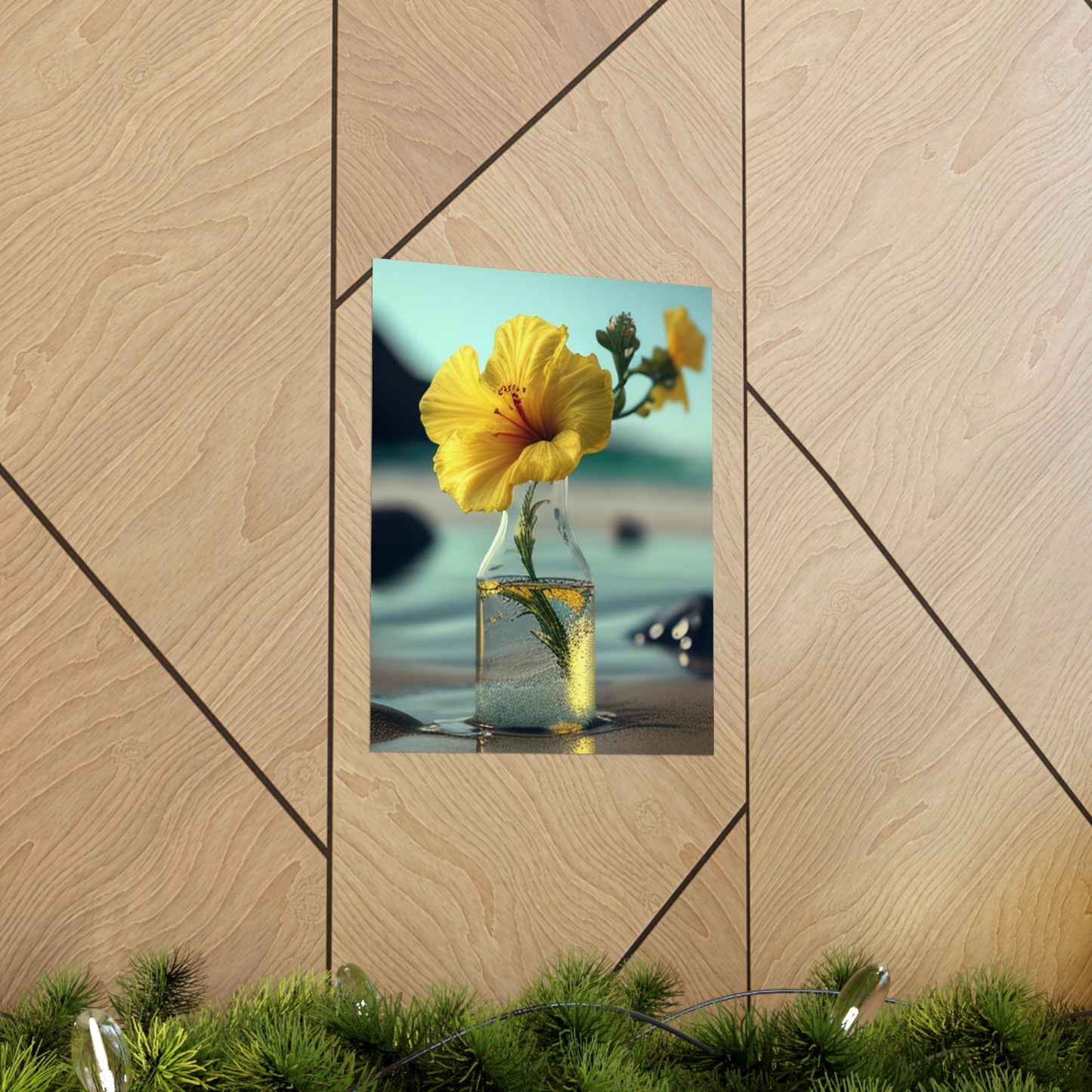 Premium Matte Vertical Posters Yellow Hibiscus glass 3