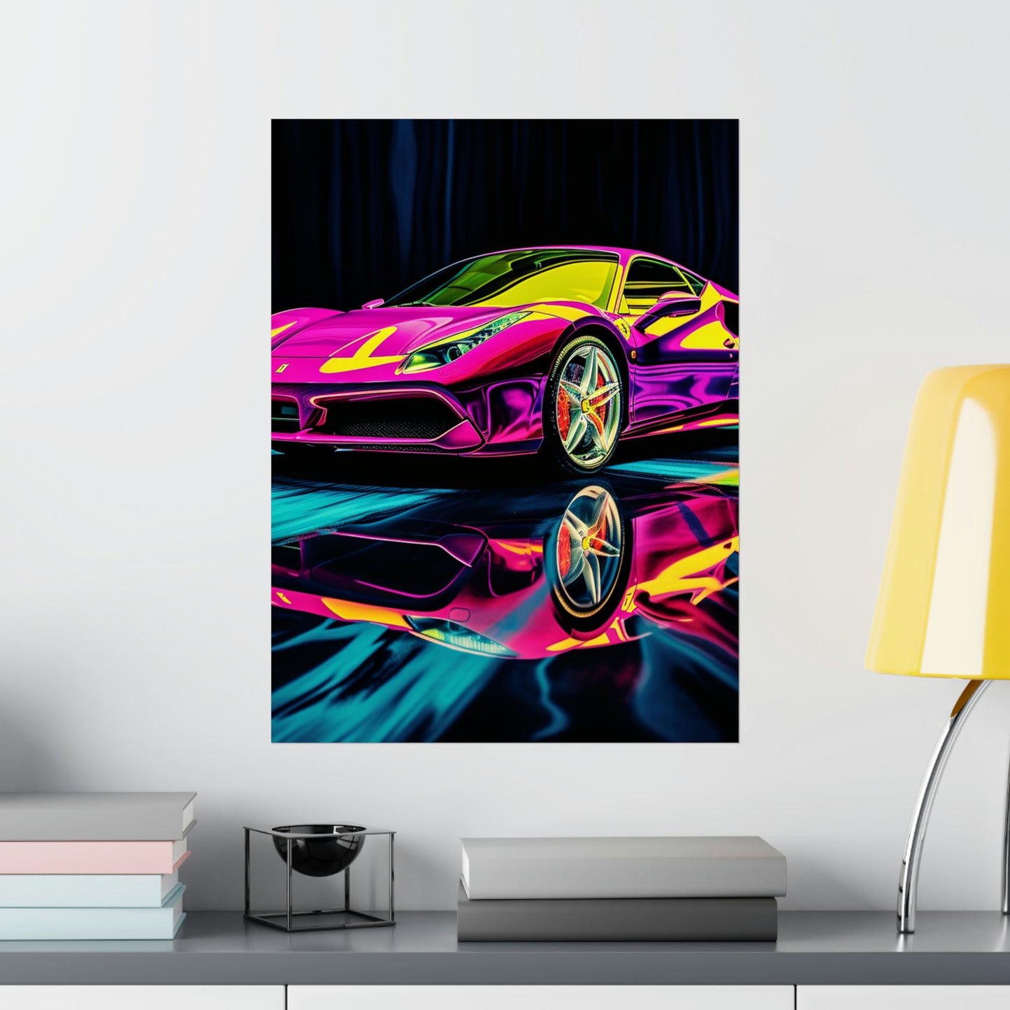 Premium Matte Vertical Posters Pink Ferrari Macro 3