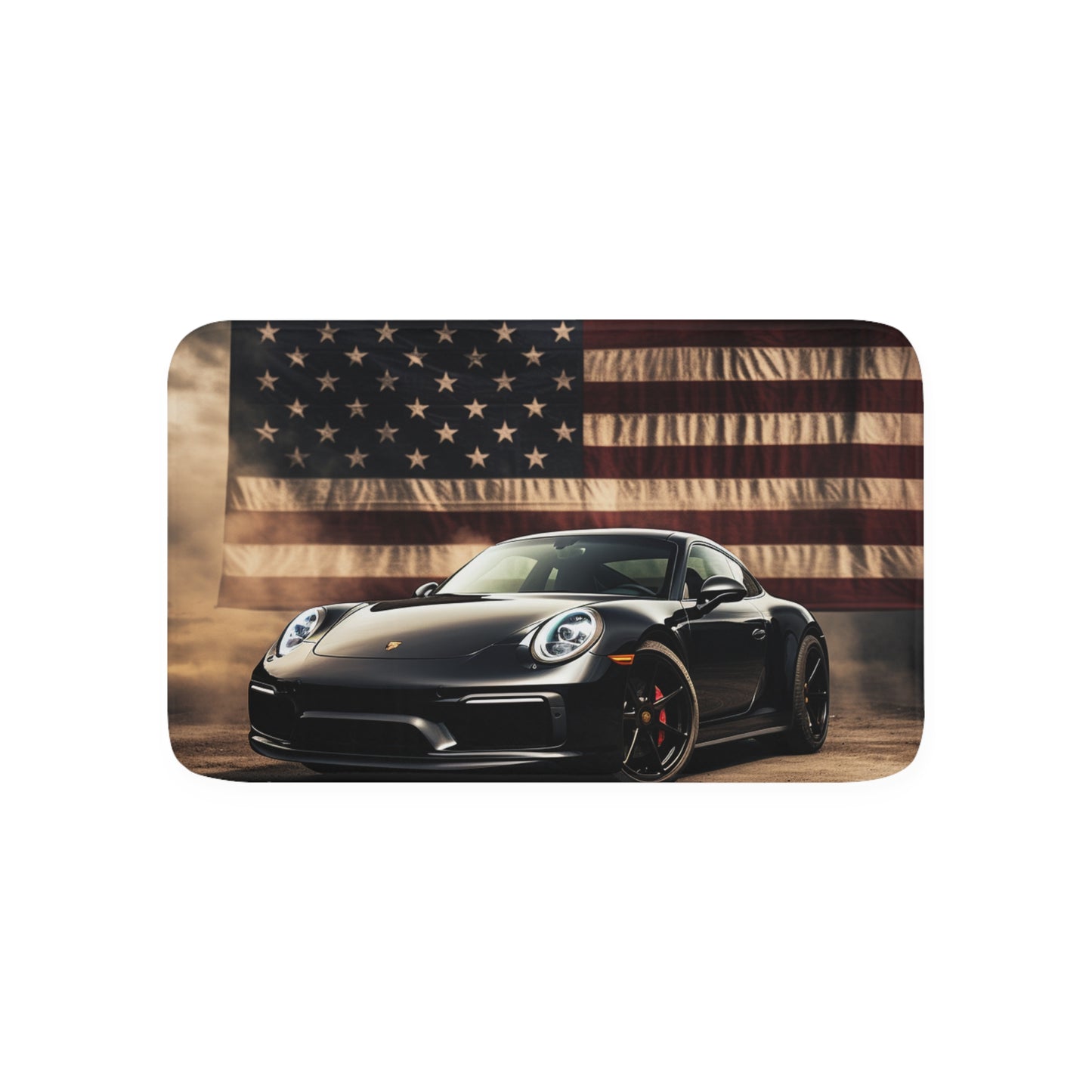 Memory Foam Bath Mat American Flag Background Porsche 4