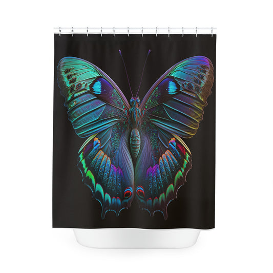Polyester Shower Curtain Hue Neon Butterfly 4