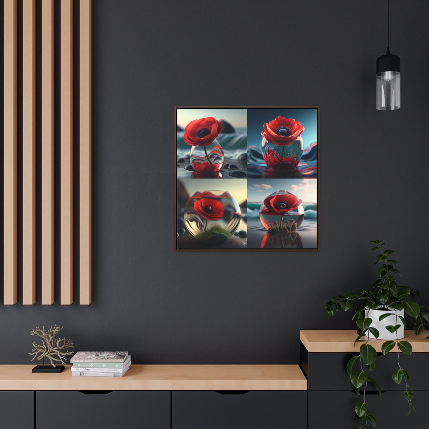 Gallery Canvas Wraps, Square Frame Red Anemone in a Vase 5