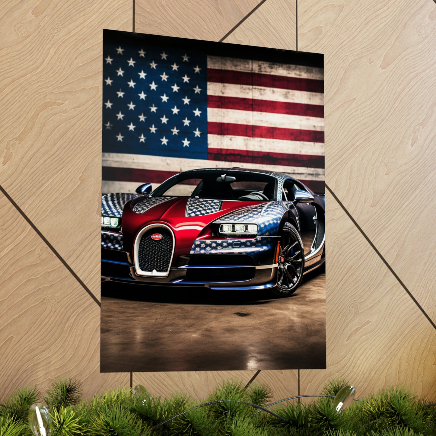 Premium Matte Vertical Posters Bugatti American Flag 1