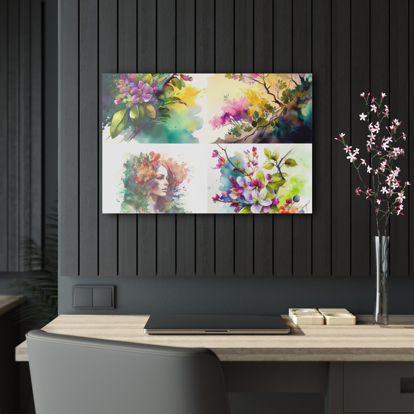 Acrylic Prints Mother Nature Bright Spring Colors Realistic Watercolor 5