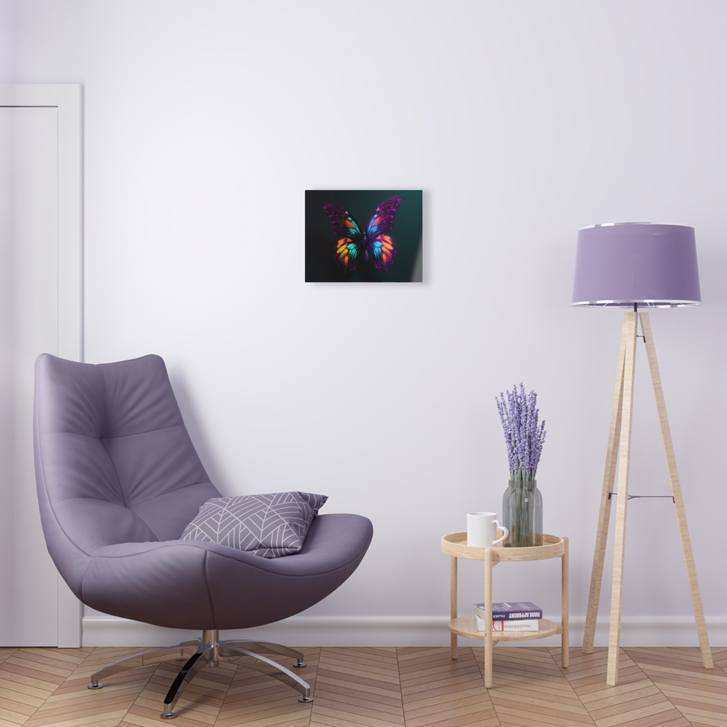 Acrylic Prints Hyper Colorful Butterfly Purple 1