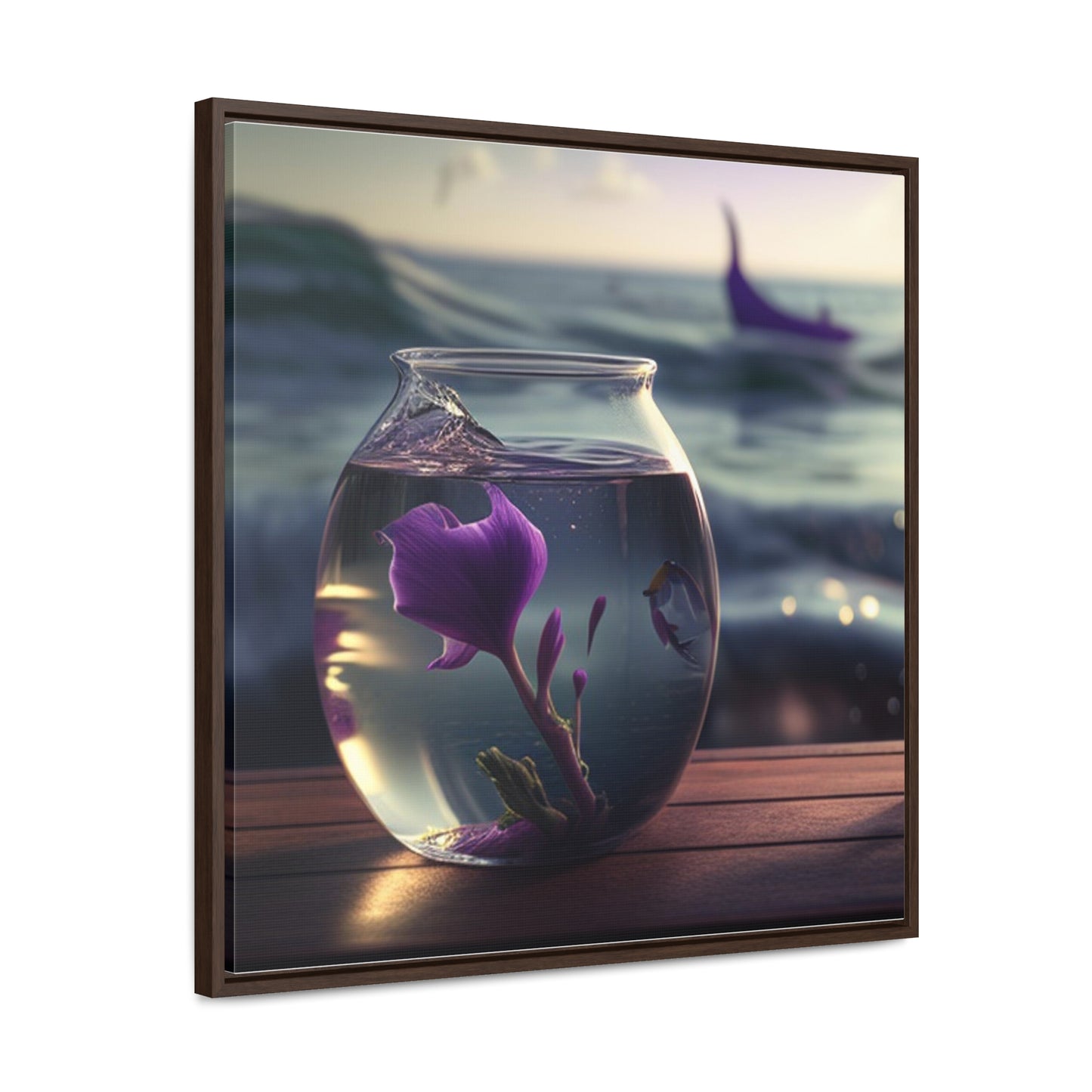 Gallery Canvas Wraps, Square Frame Purple Sweet pea in a vase 1