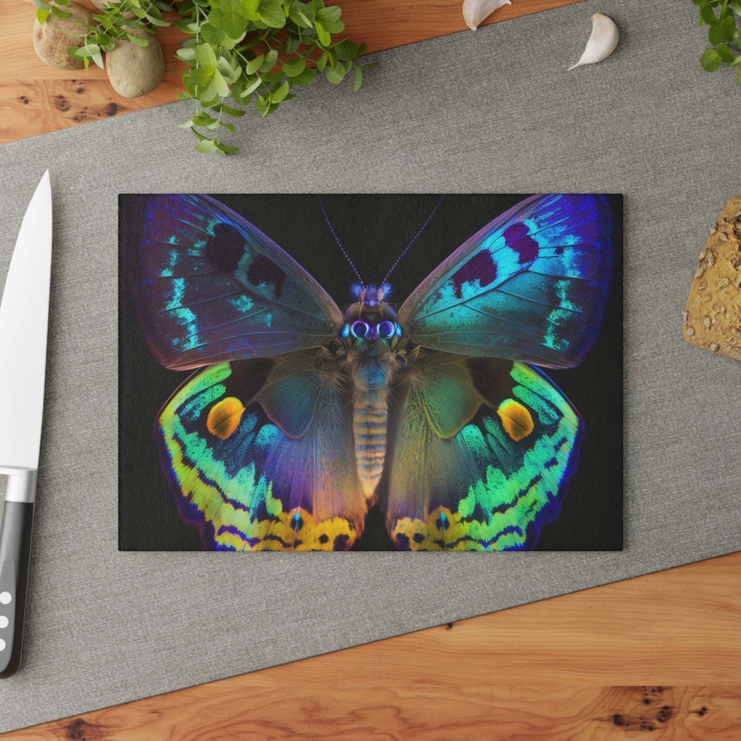 Glass Cutting Board Neon Hue Butterfly 4