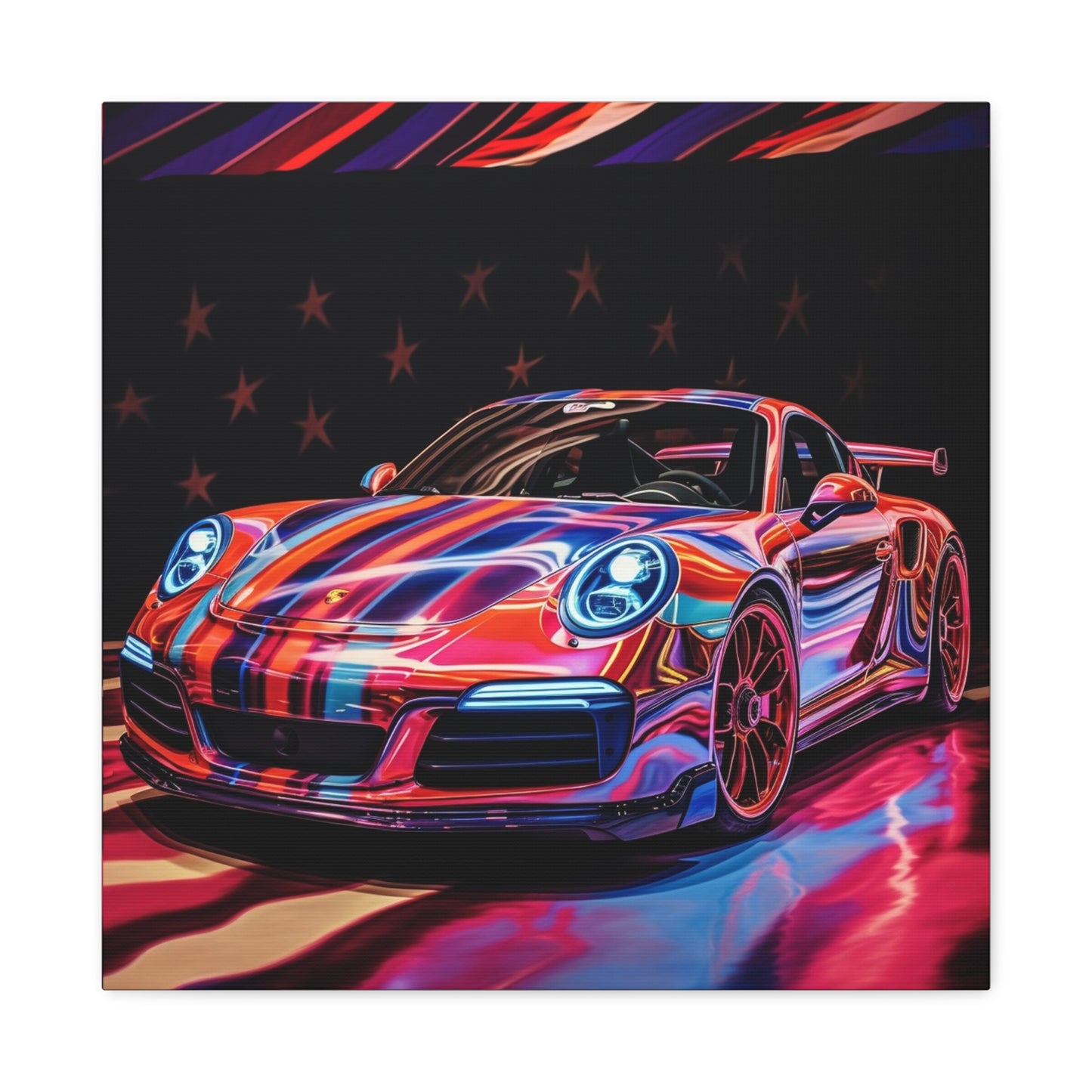 Canvas Gallery Wraps American Flag Colored Porsche 4