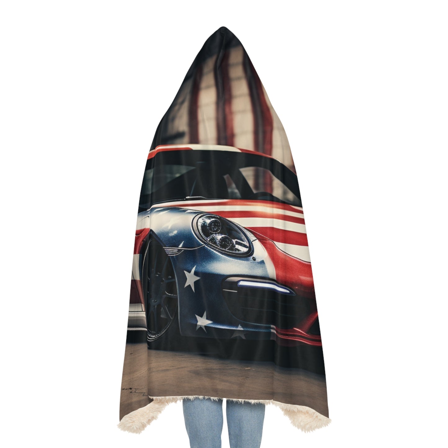 Snuggle Hooded Blanket American Flag Porsche 2