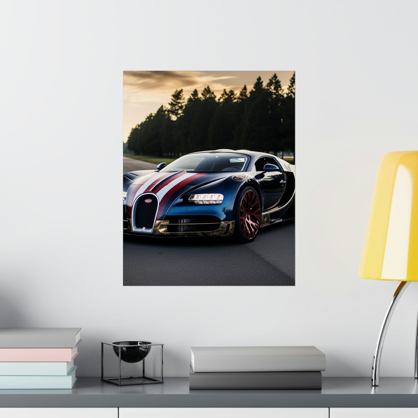 Premium Matte Vertical Posters Bugatti Flag American 1