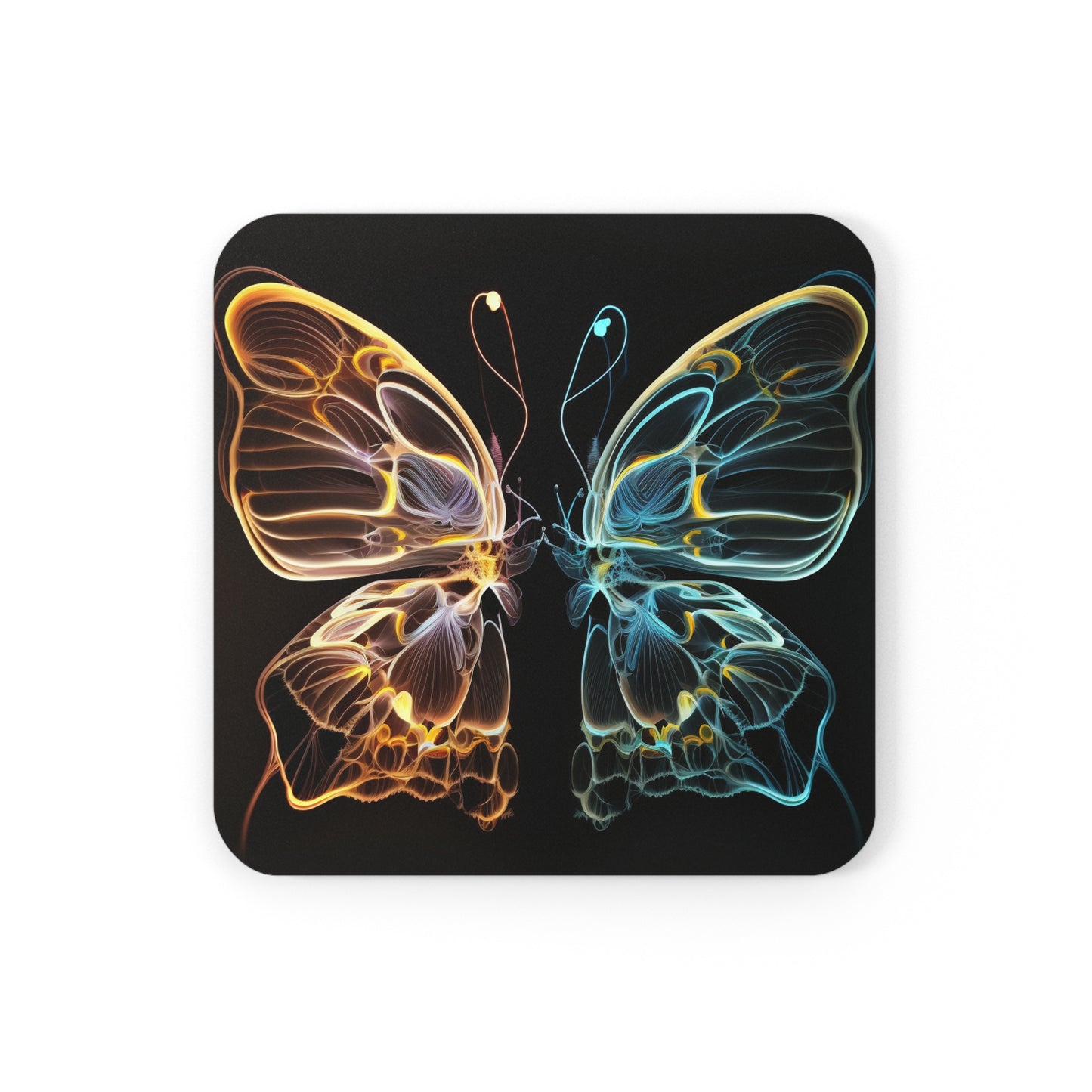 Corkwood Coaster Set Neon Glo Butterfly 3