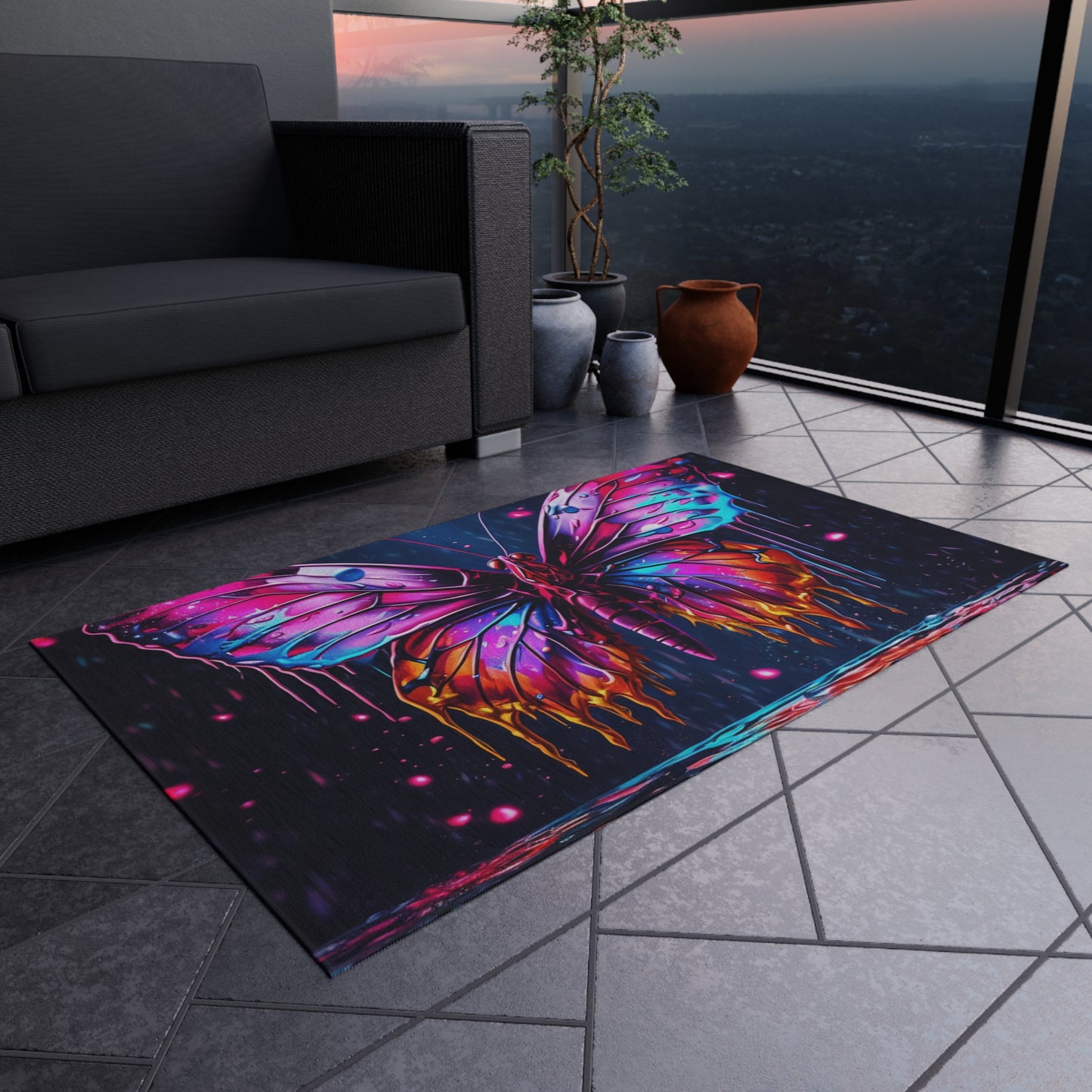 Outdoor Rug  Pink Butterfly Flair 2