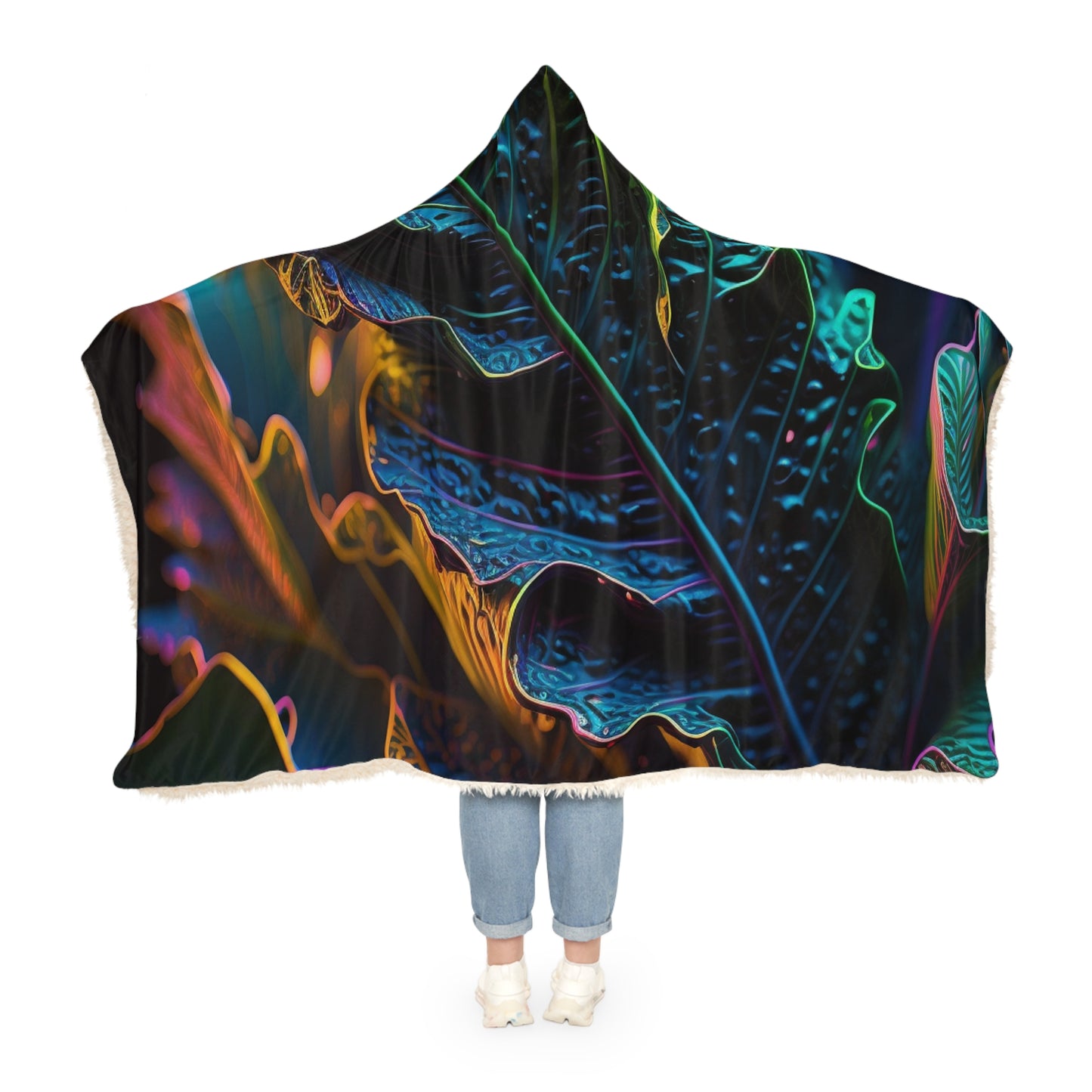Snuggle Hooded Blanket Florescent Skull Death 4