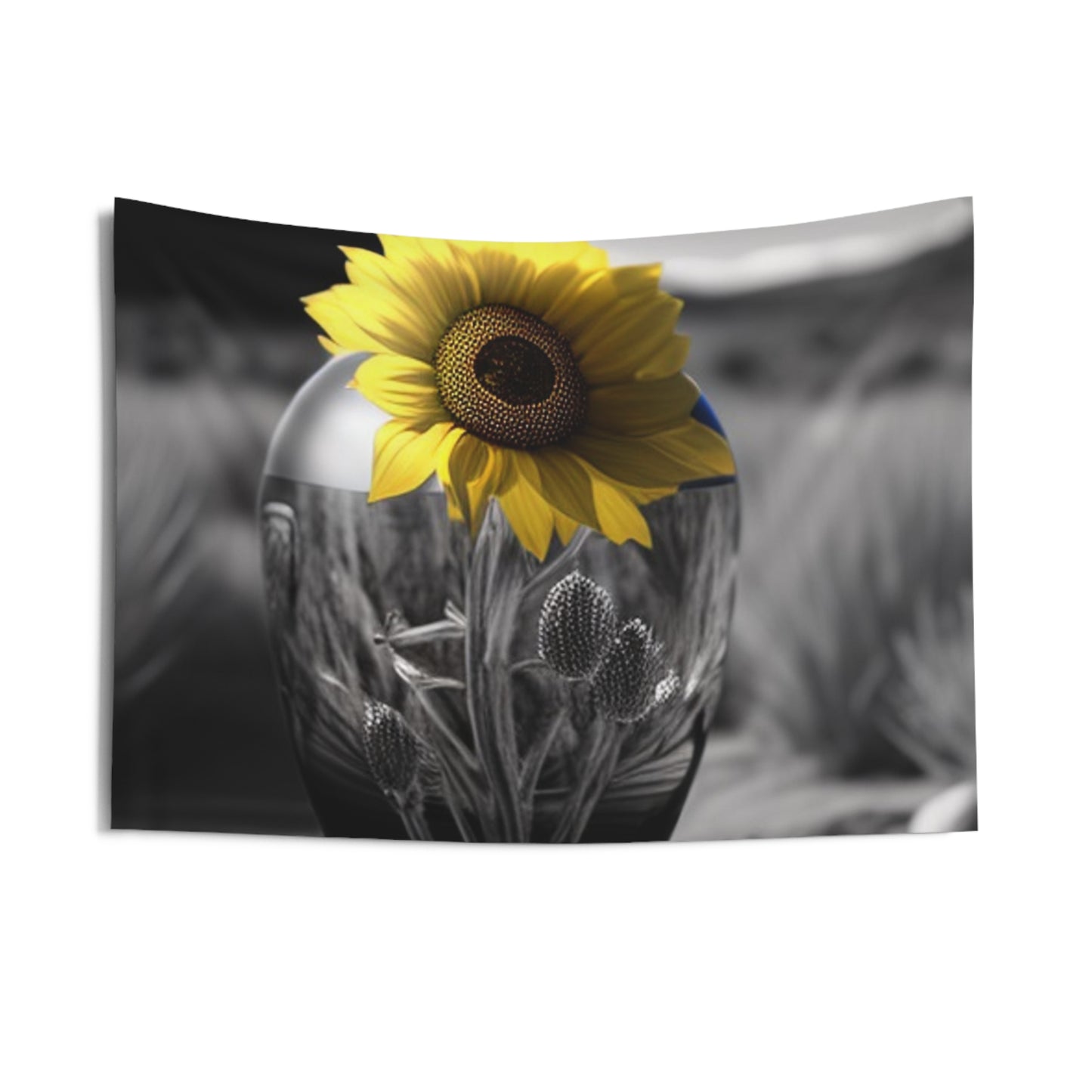 Indoor Wall Tapestries Yellw Sunflower in a vase 3