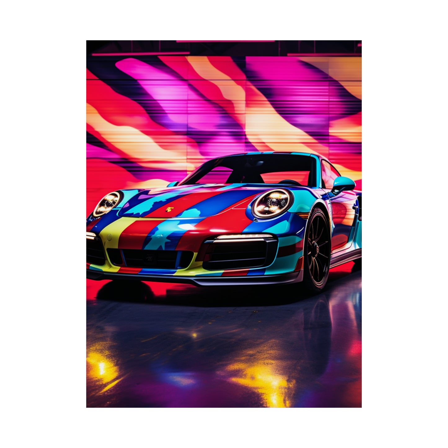 Premium Matte Vertical Posters Macro American Flag Porsche 1