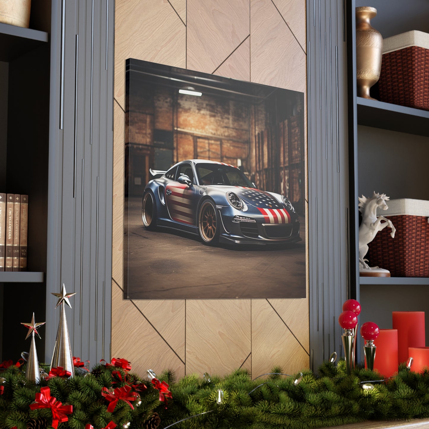 Canvas Gallery Wraps American Flag Porsche 1