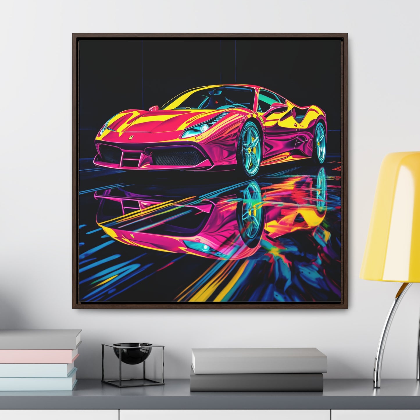 Gallery Canvas Wraps, Square Frame Pink Ferrari Macro 1