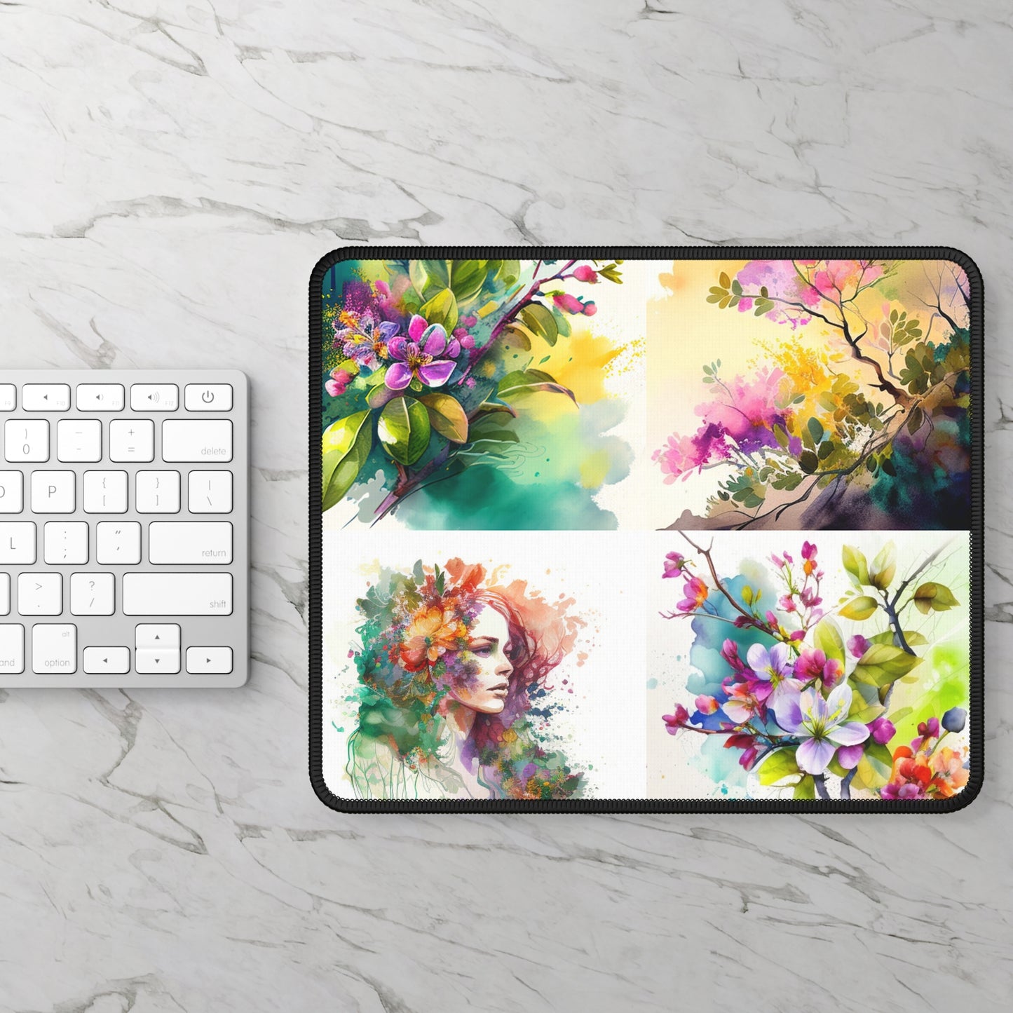 Gaming Mouse Pad  Mother Nature Bright Spring Colors Realistic Watercolor 5