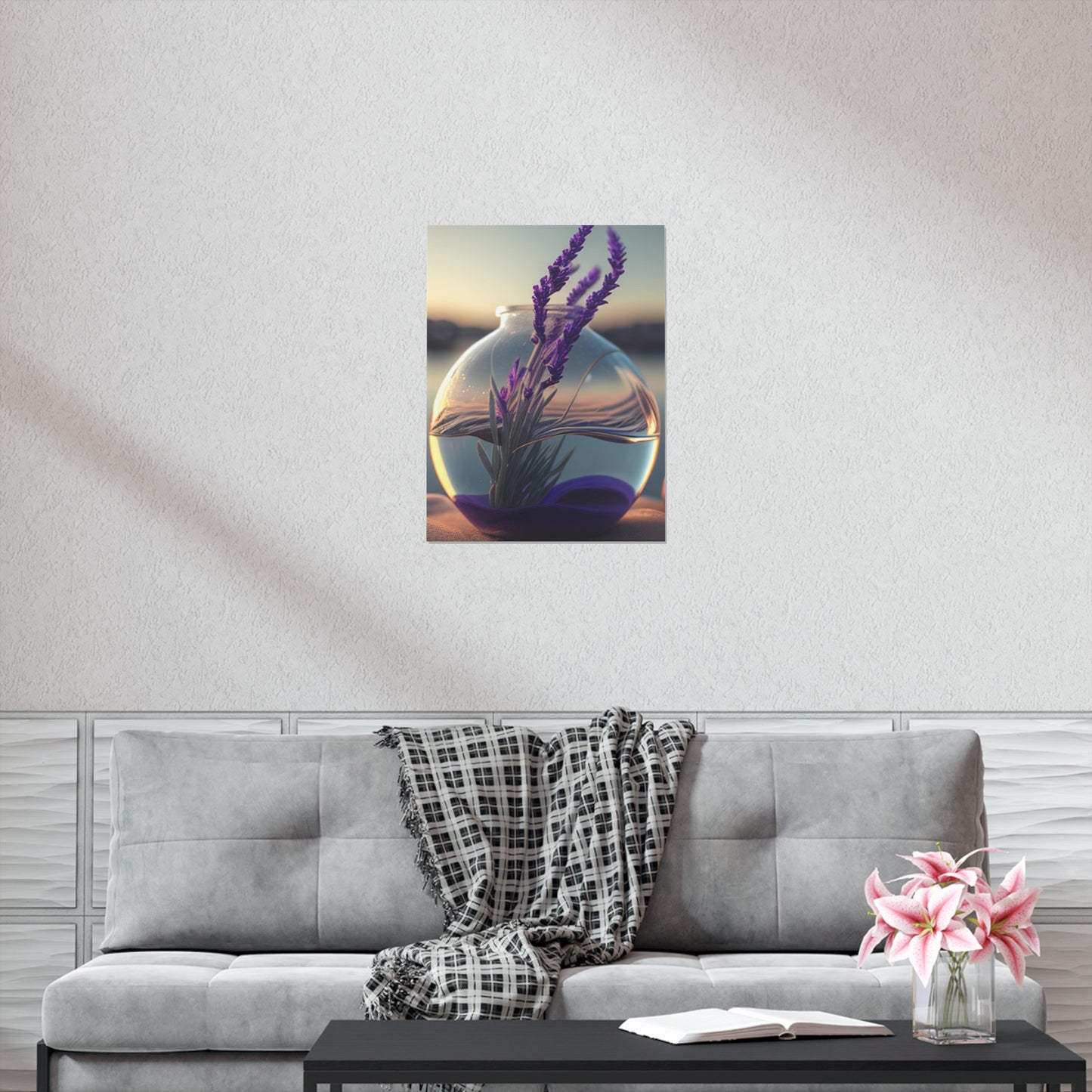 Premium Matte Vertical Posters Lavender in a vase 3