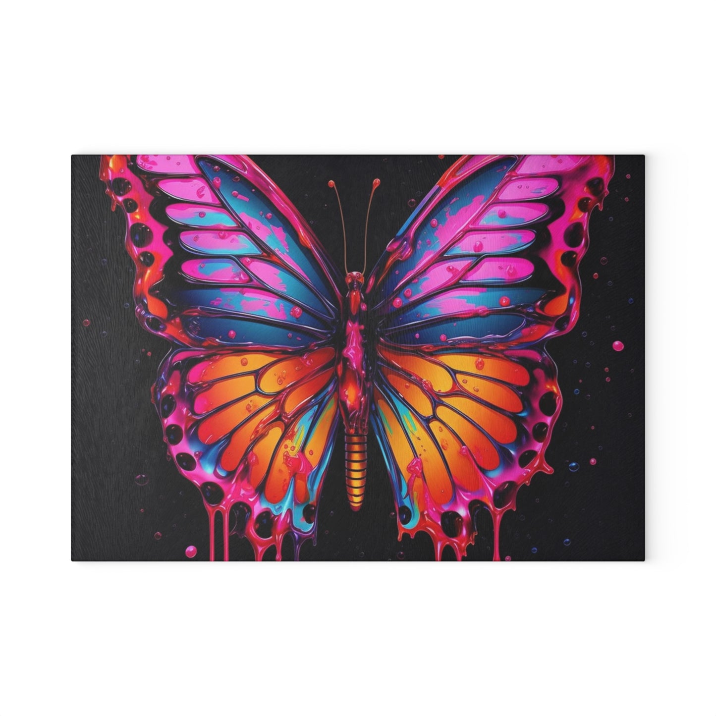 Glass Cutting Board Pink Butterfly Flair 1