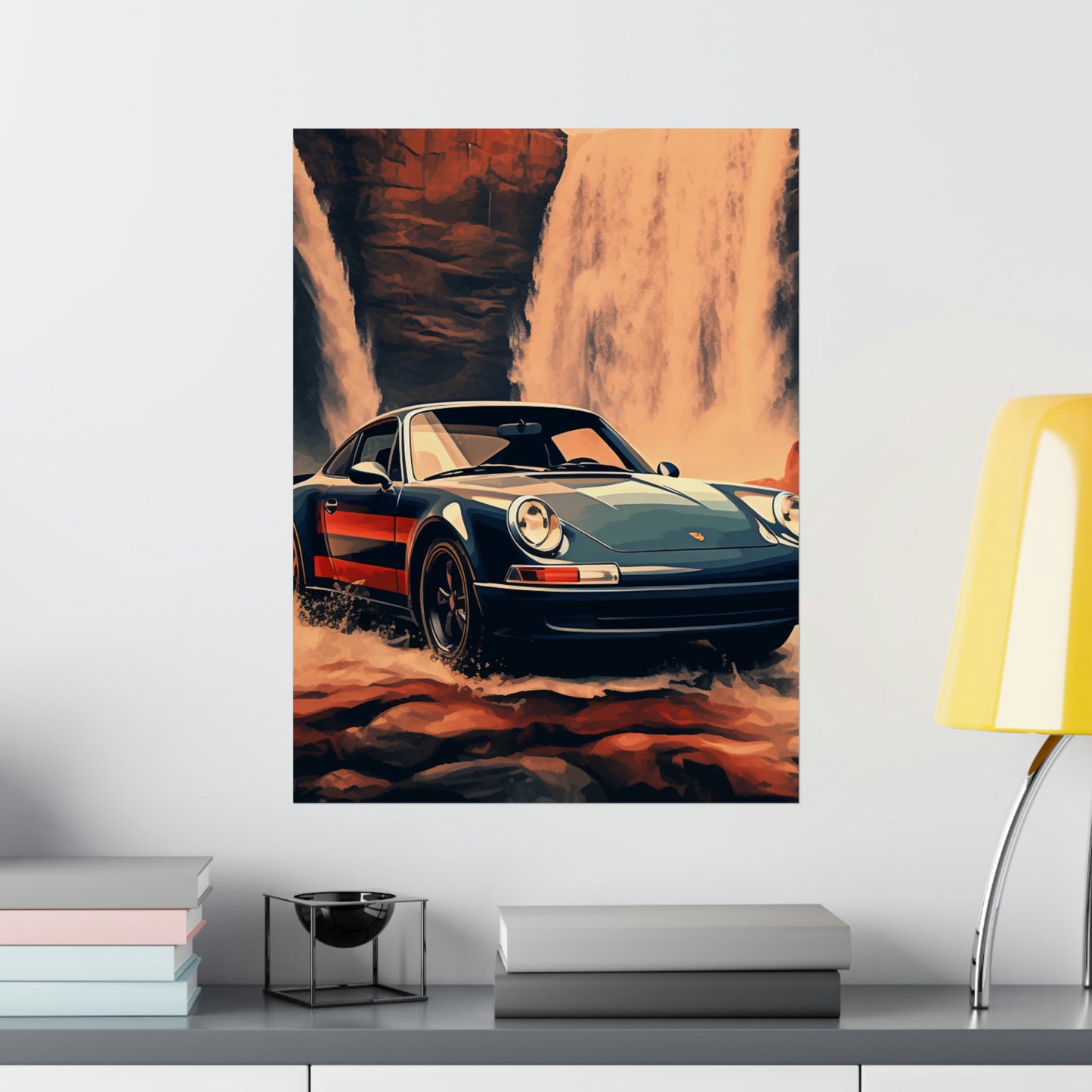 Premium Matte Vertical Posters American Flag Porsche Abstract 3