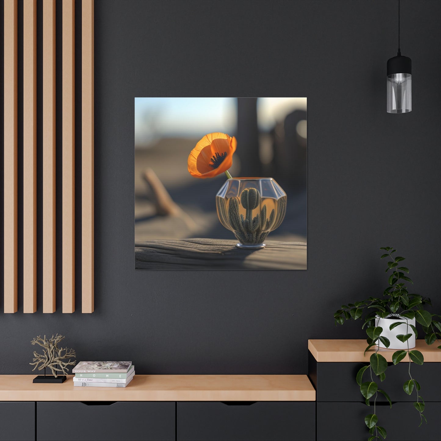 Canvas Gallery Wraps Orange Poppy in a Vase 2